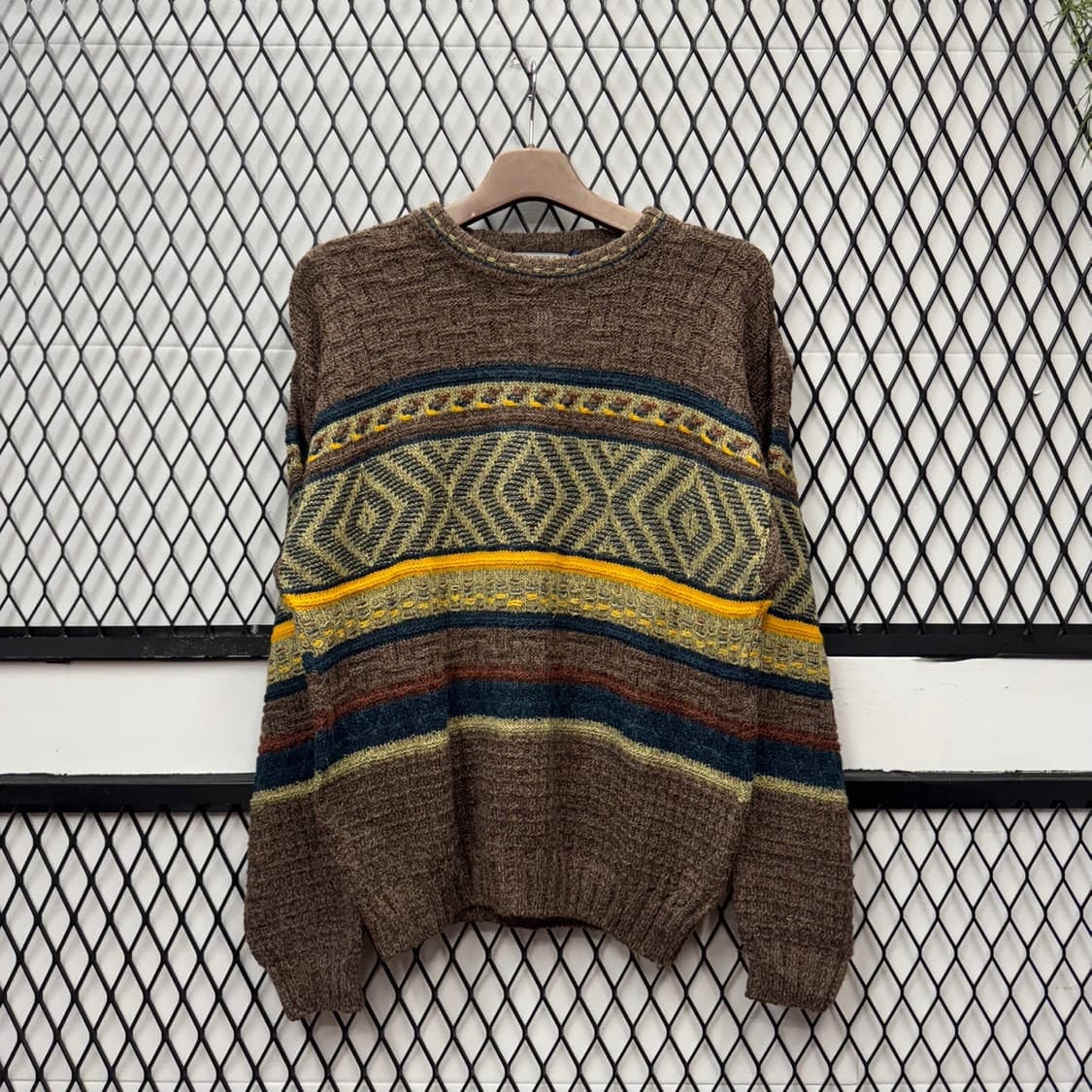 ITA VTG 노르딕 패턴 울 니트 스웨터 루즈핏 브라운 상품이미지1