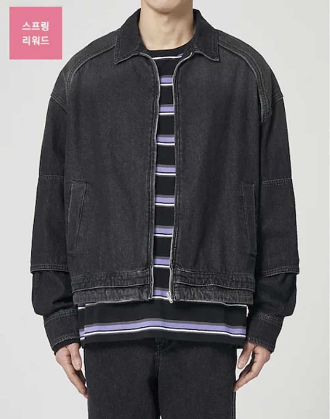 준지 콘데님 흑청 레이어드 데님 자켓 상품이미지9