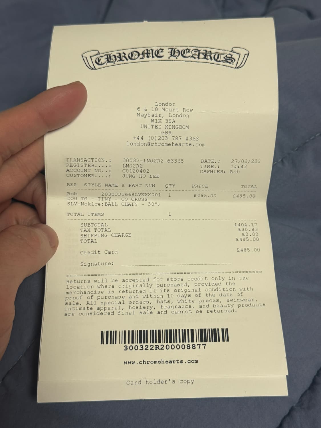 새상품) 크롬하츠 정품 볼체인 30인치 영수증0 상품이미지3