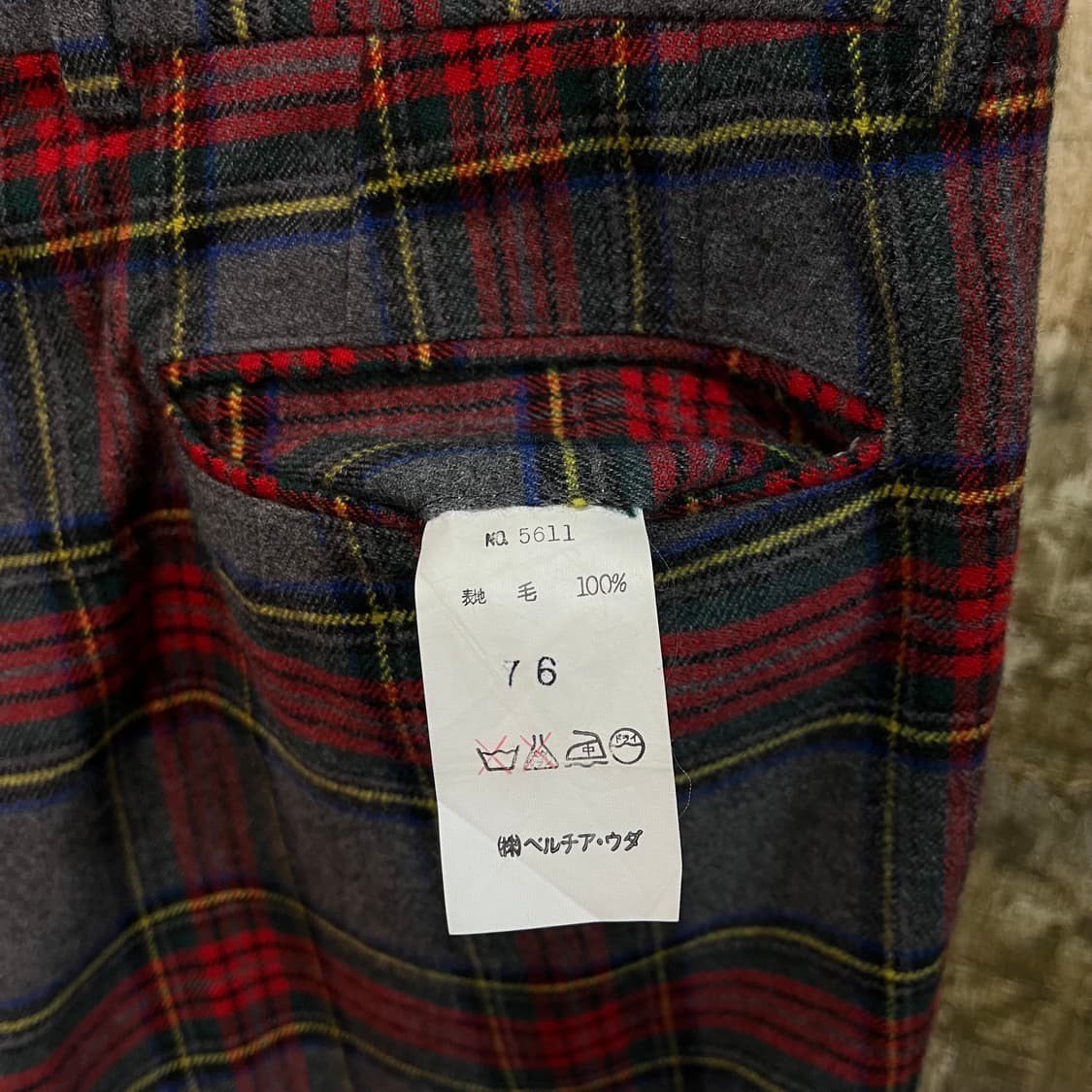 90s 빈티지 체크 울 트라우저 팬츠 상품이미지8