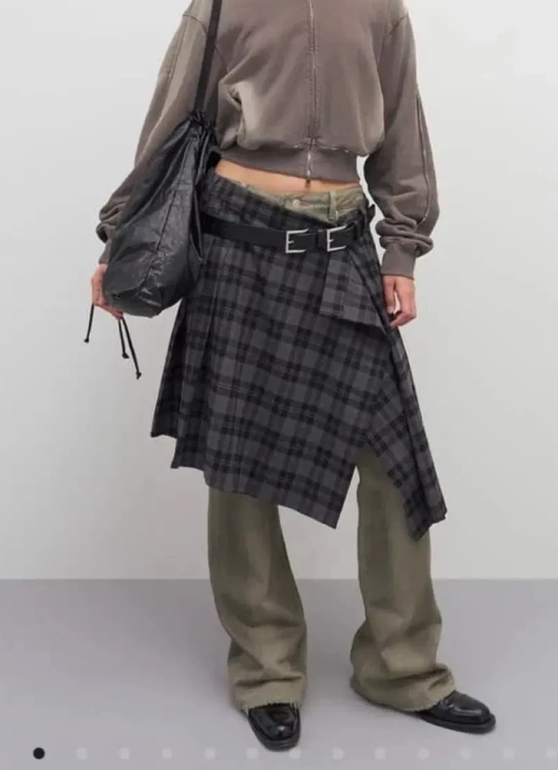 lcdc tm 체크 플리츠 미디 스커트 상품이미지1