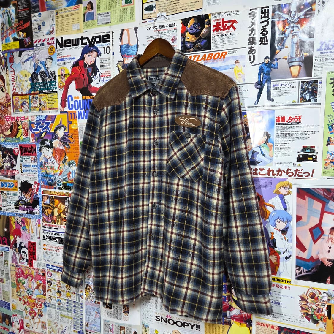 브라운 코듀로이 패치 체크 누빔 셔츠 상품이미지3