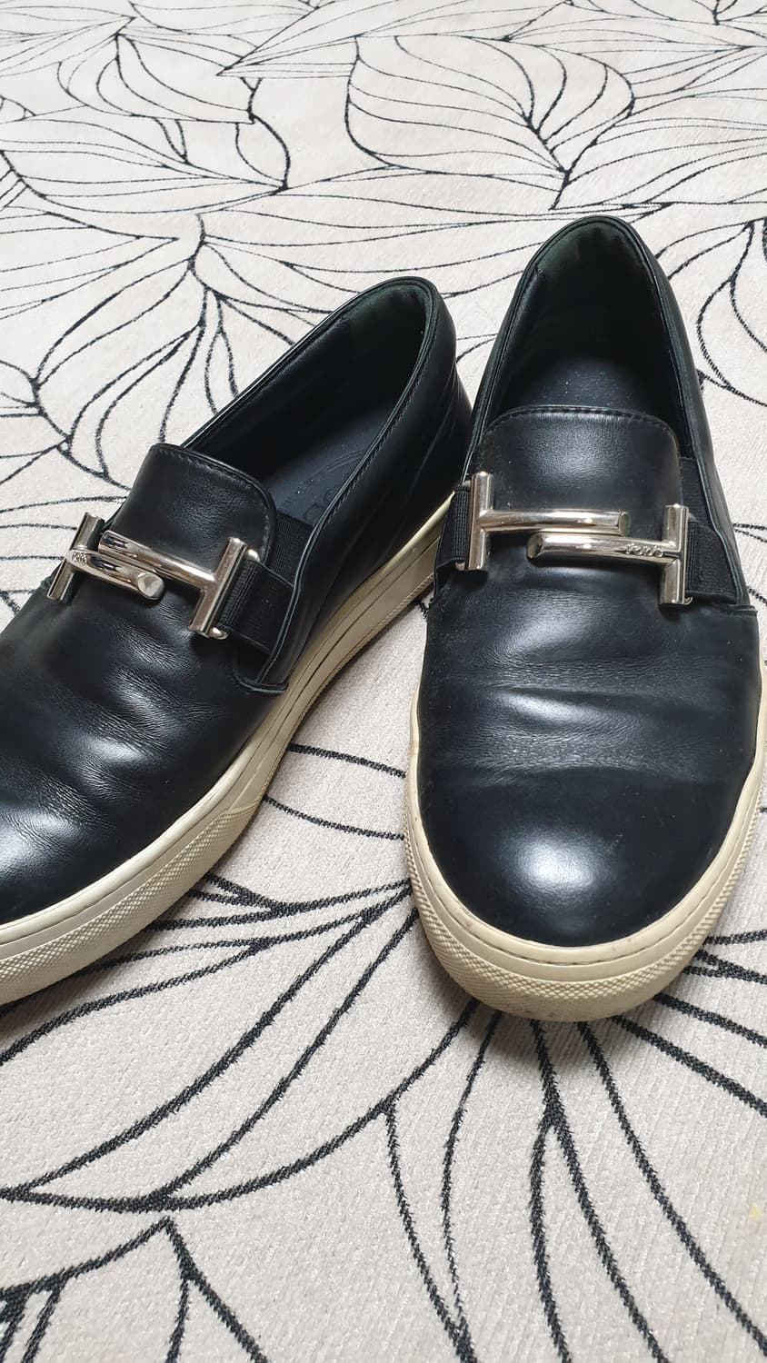 토즈 블랙 더블T 가죽 여성 슬립온 37 235~40 상품이미지1