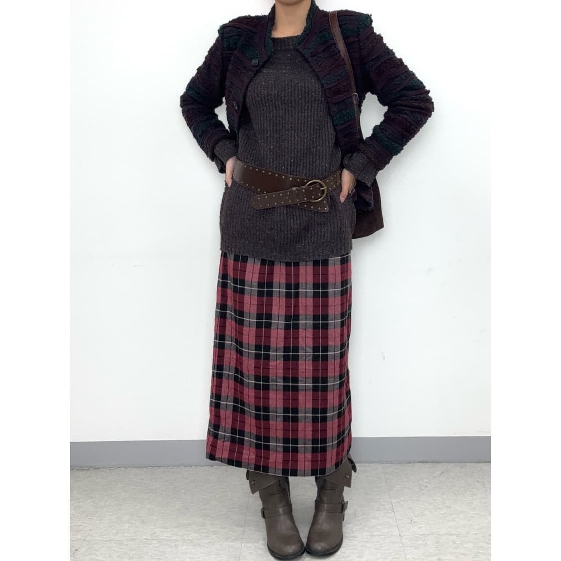 빈티지 체크 스커트 상품이미지1