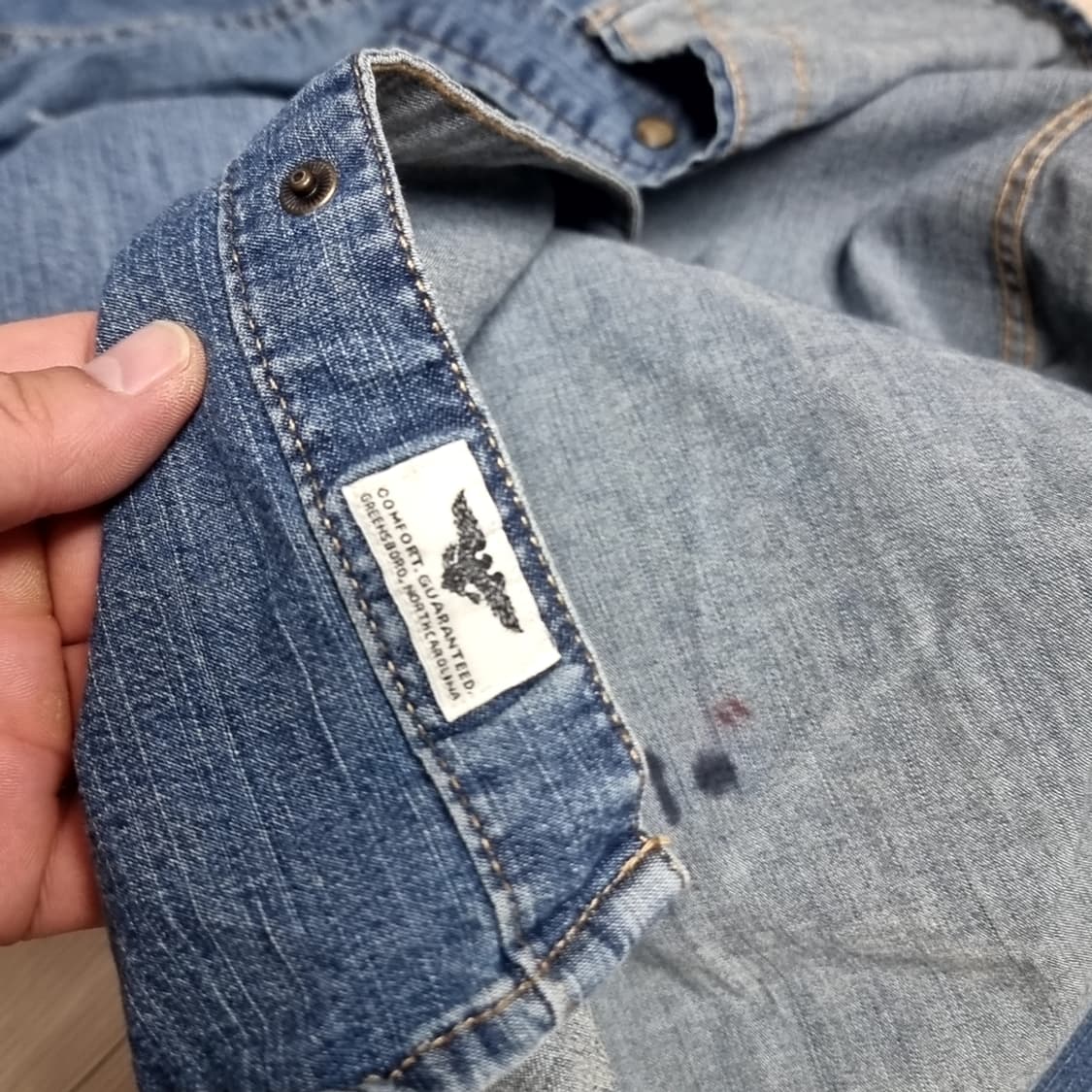 빈티지 랭글러 데님 셔츠 FAKE LOVE 자수(95) 상품이미지6