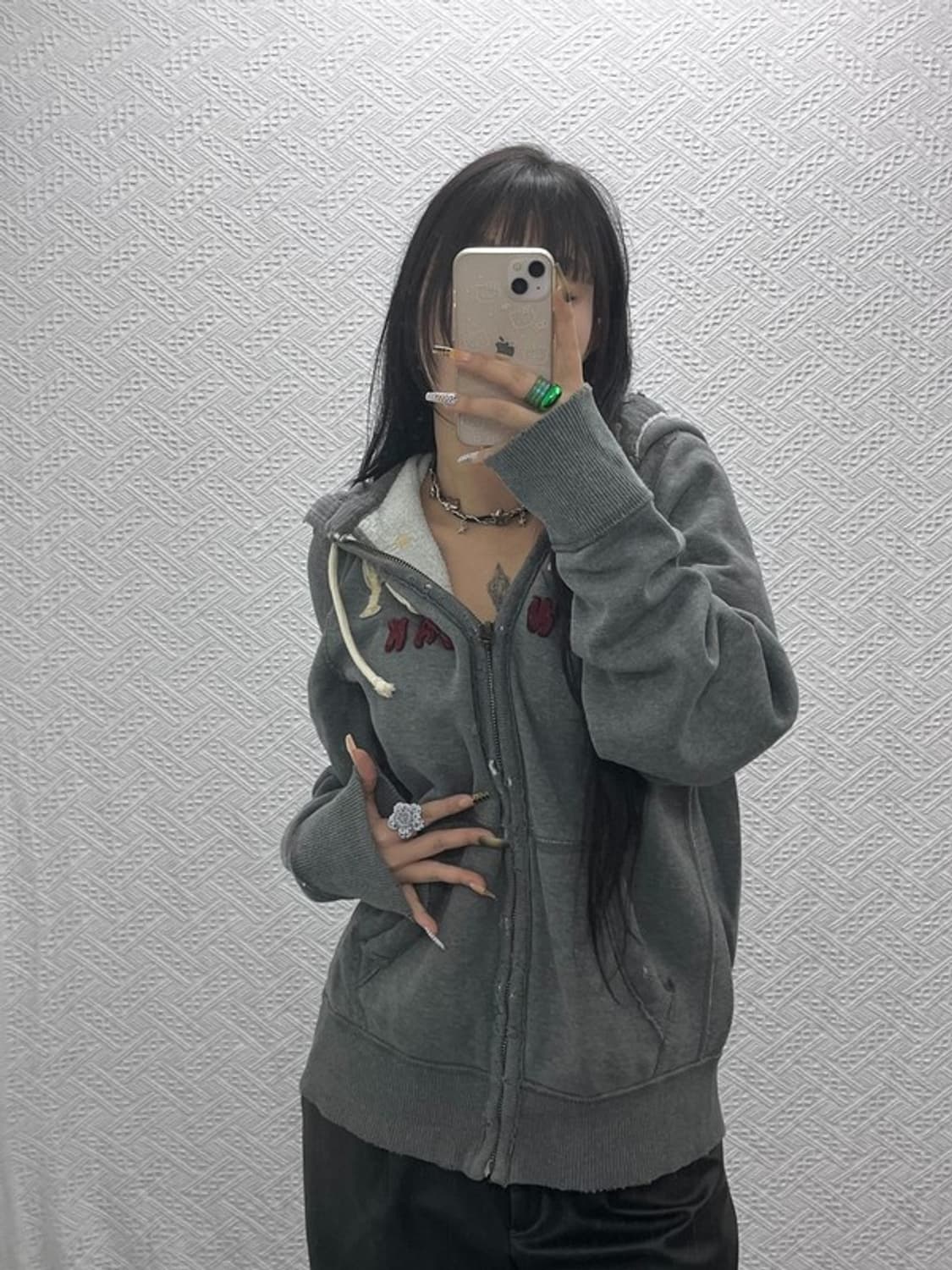 아베크롬비 빈티지 데미지 포인트 약기모 후드집업 XL C08012 상품이미지1