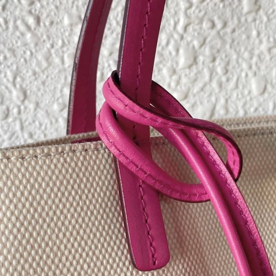 [정품] BALLY 발리 핑크레더 레이어드 코튼 토트백 상품이미지4