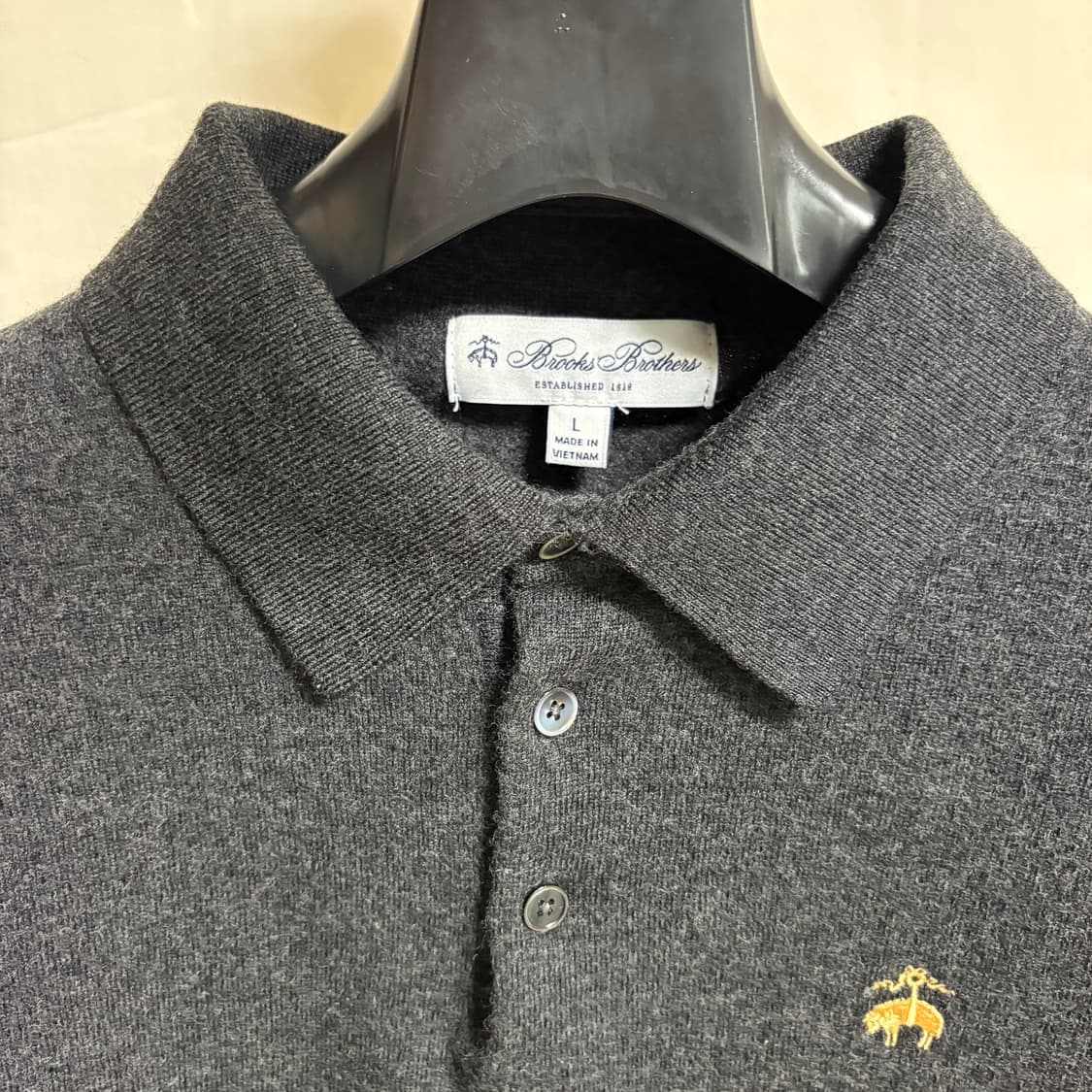 브룩스브라더스 클래식 울 카라 니트 / 차콜, L 상품이미지4