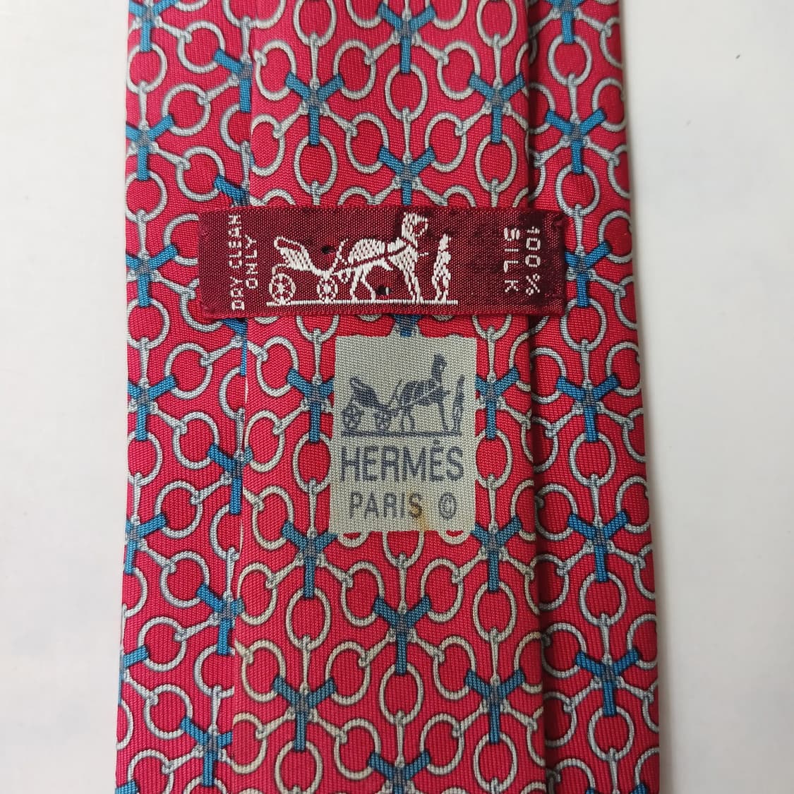 에르메스 실크 레드 체인 패턴 넥타이 8.5cm A등급 E949
 상품이미지6
