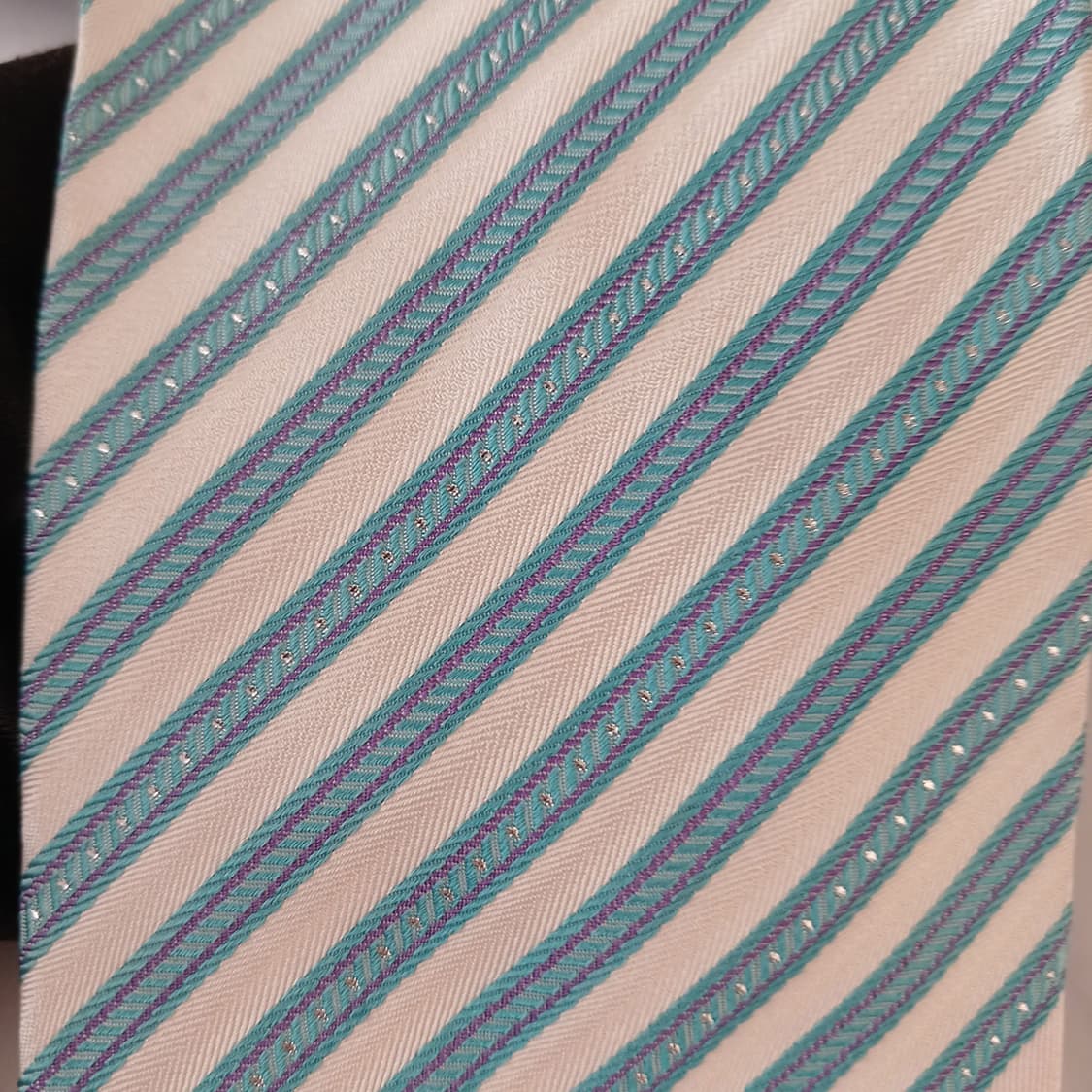 MCM 실크 스카이블루 스트라이프 넥타이 9.2cm A+등급 A19282 상품이미지6