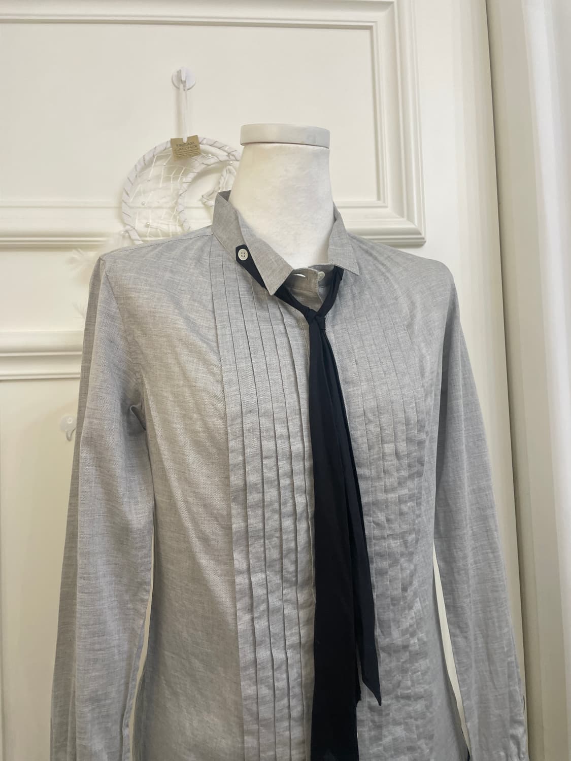gray black tie point autumn shirt 상품이미지6
