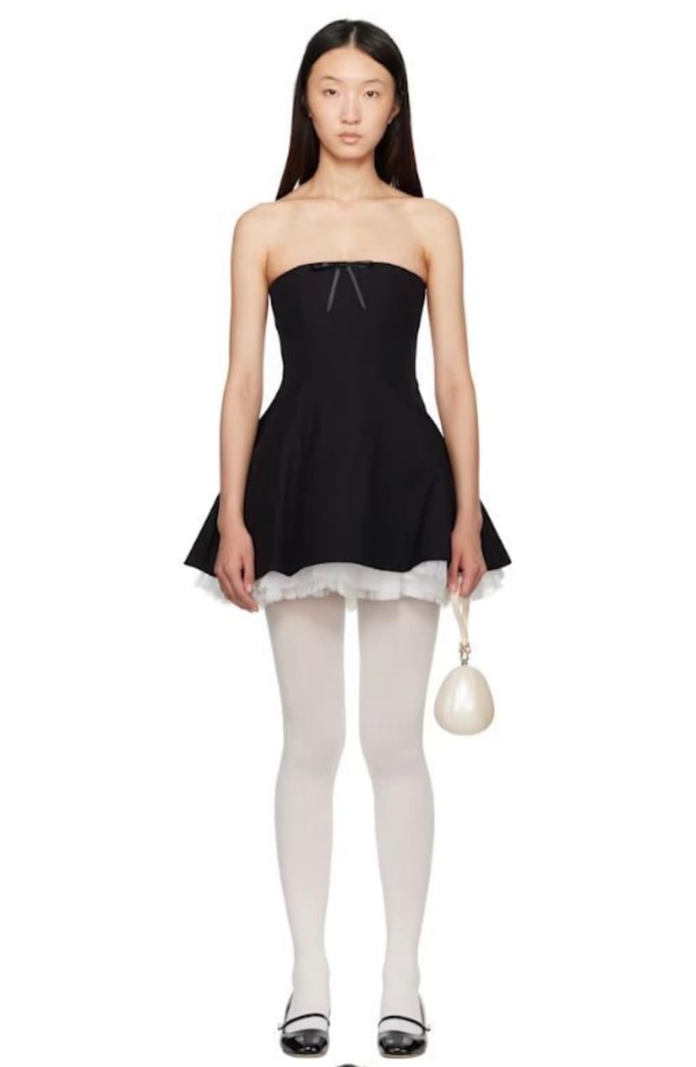 25 FW 슈슈 통 여성 블랙 스트랩리스 퍼피 미니 드레스 상품이미지3