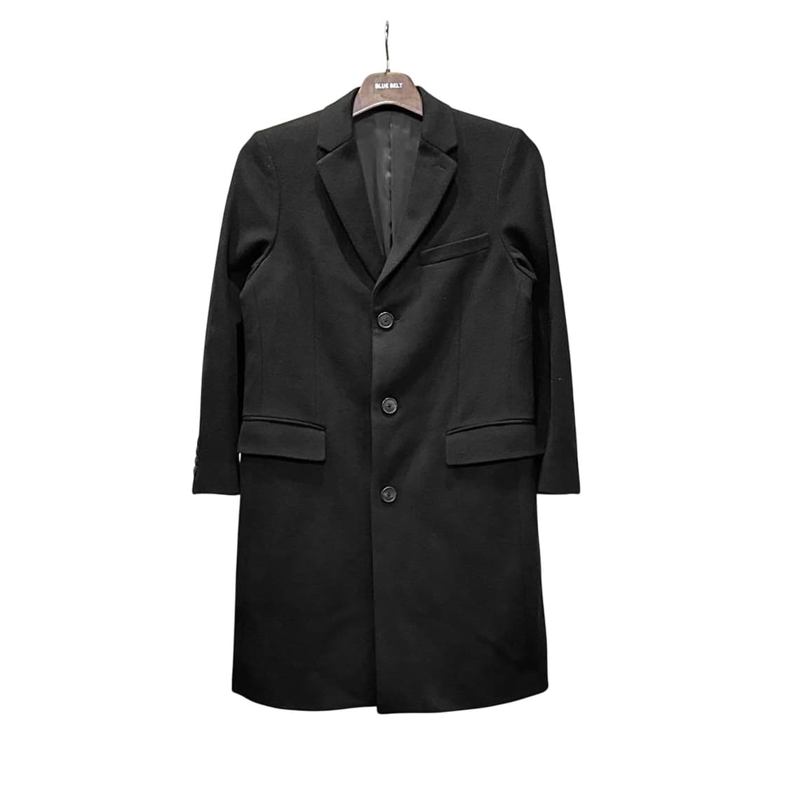 띠어리 싱글 테일러드 하프 코트 쓰리버튼 투포켓 디테일 블랙 상품이미지1