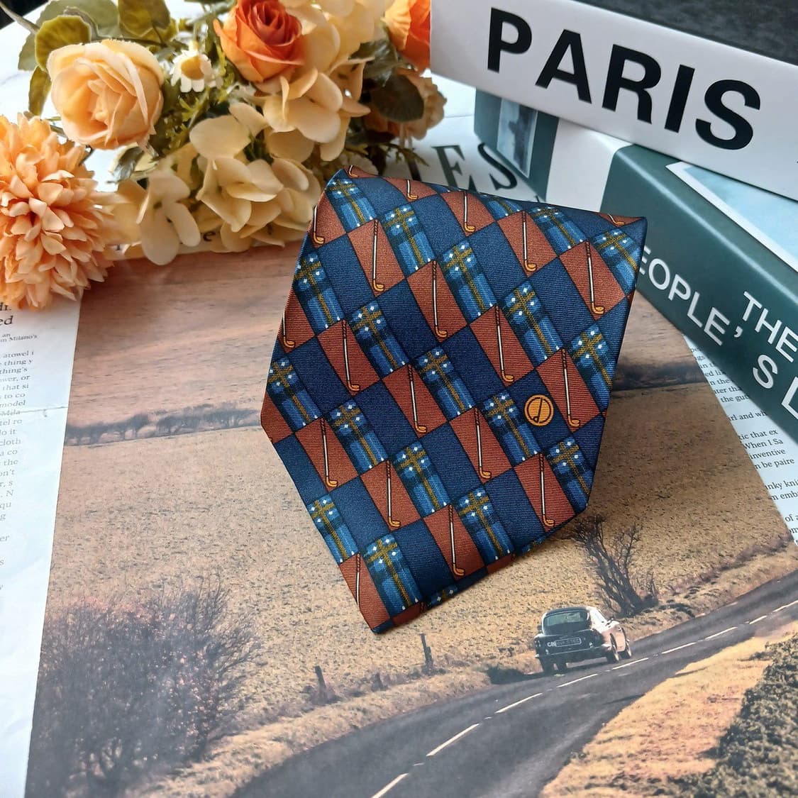 던힐 네이비 골프 모티브 넥타이 9.4cm S~A+등급 E1271
 상품이미지3
