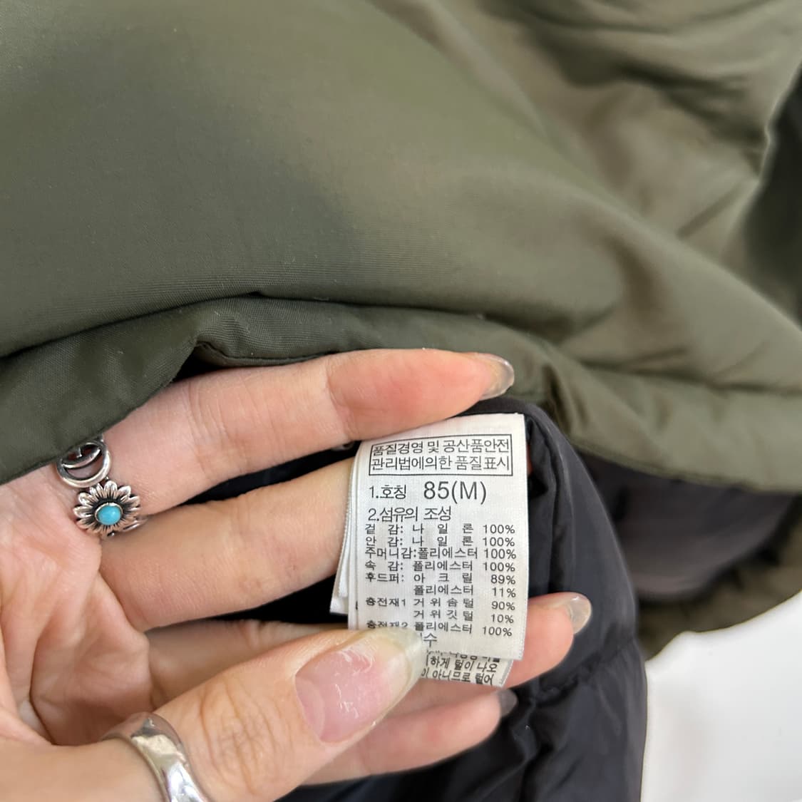 노스페이스 여성 하이벤트 거위털 패딩 85 카키색 상품이미지4