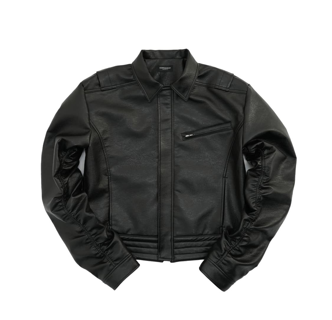 FAR FAUX LEATHER PUCKERING JACKET 상품이미지1