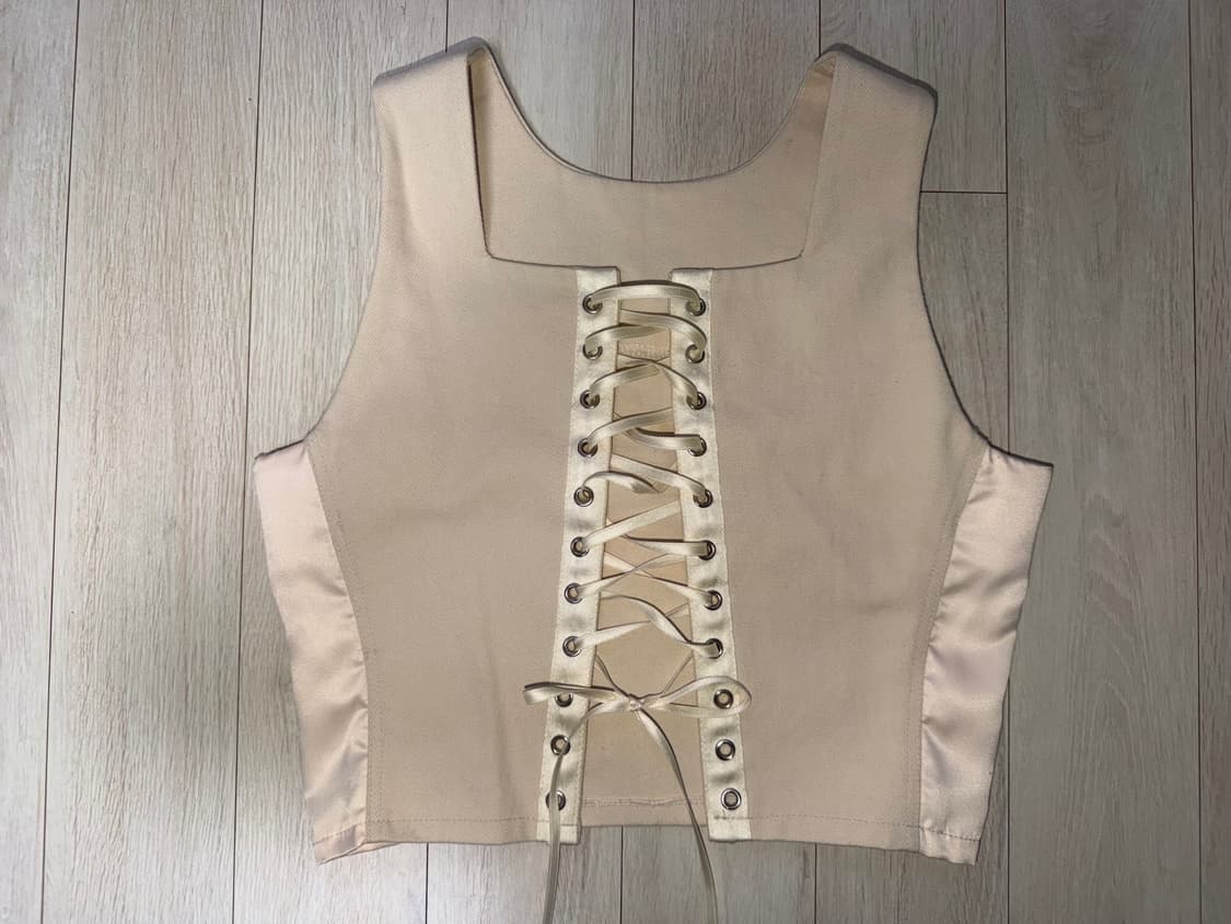 Threetimes 레이스업 코르셋 크롭탑 S 상품이미지1