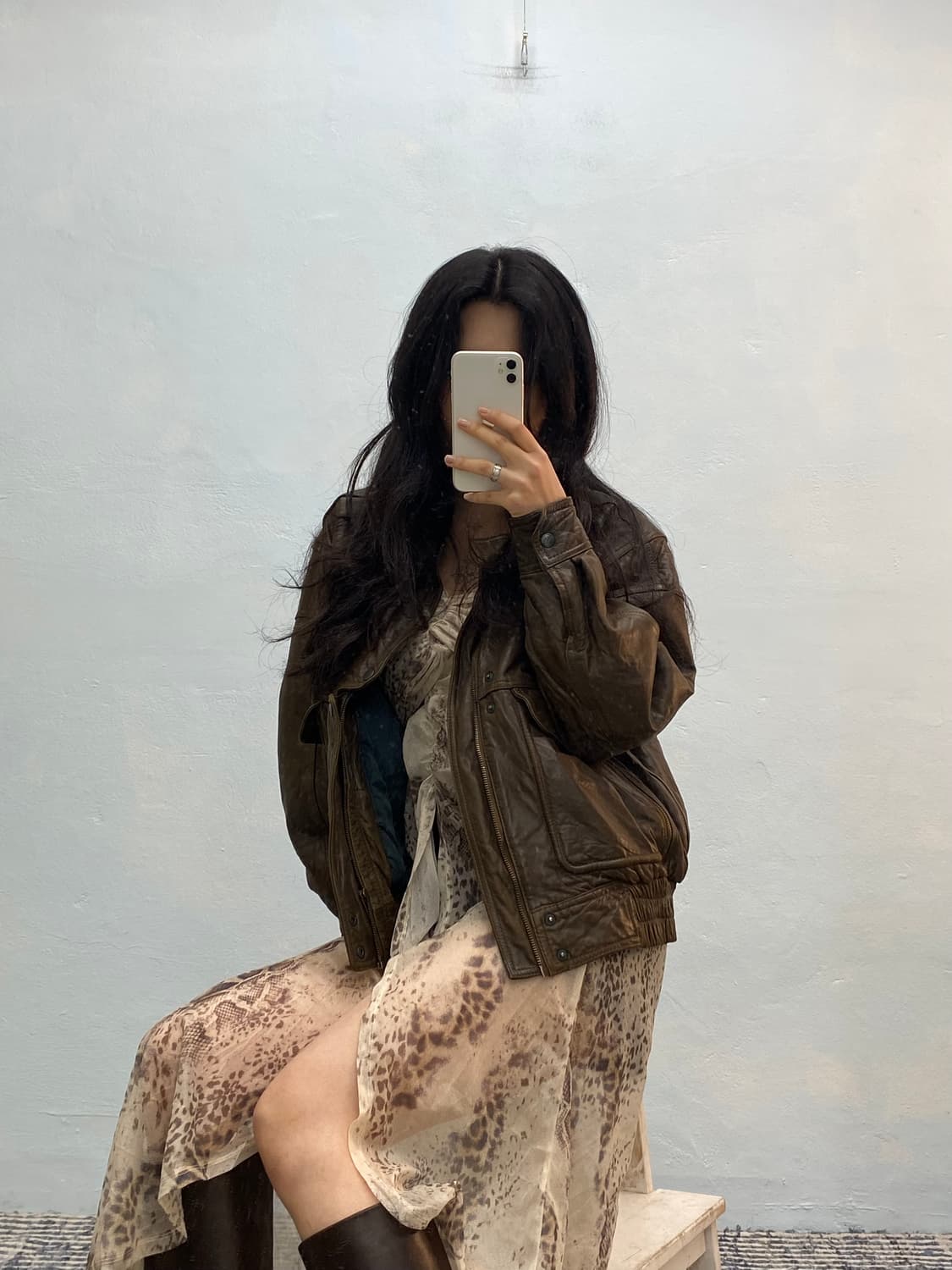 Ixiz brown leather jacket# 상품이미지3