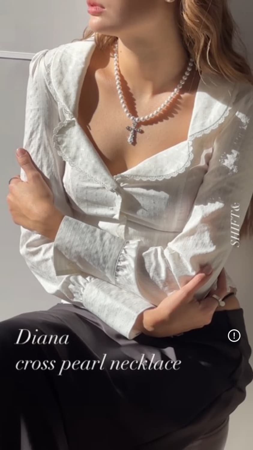 스컬프터 클로버리프넥 블라우스 브라운 상품이미지6