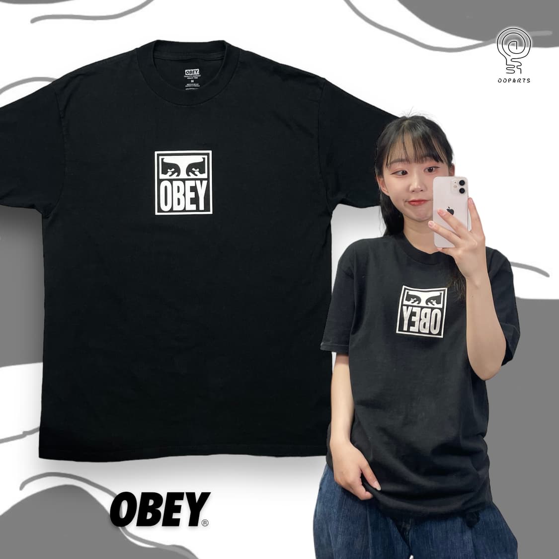 오베이 검정 반팔 상품이미지1