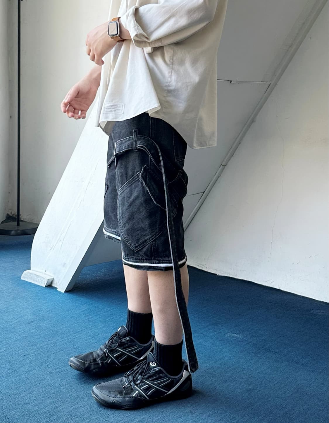 Design 2way belted denim half pants 상품이미지5