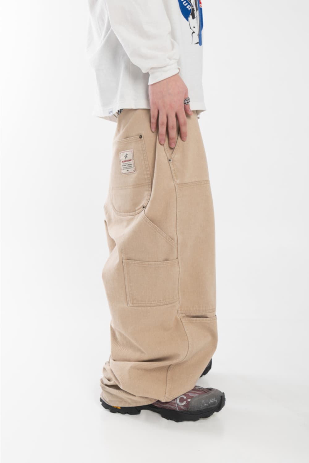 아오이로 커터드 더블니 팬츠 탄 초판 2사이즈 상품이미지1