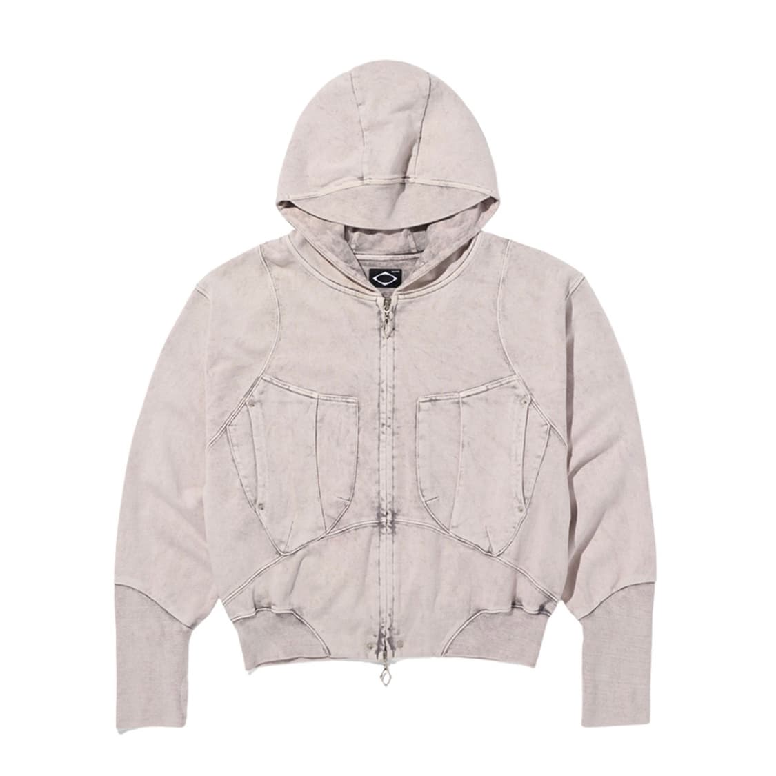 미스치프 후드집업 빅 포켓 후드 블리치드 핑크 그레이 상품이미지1