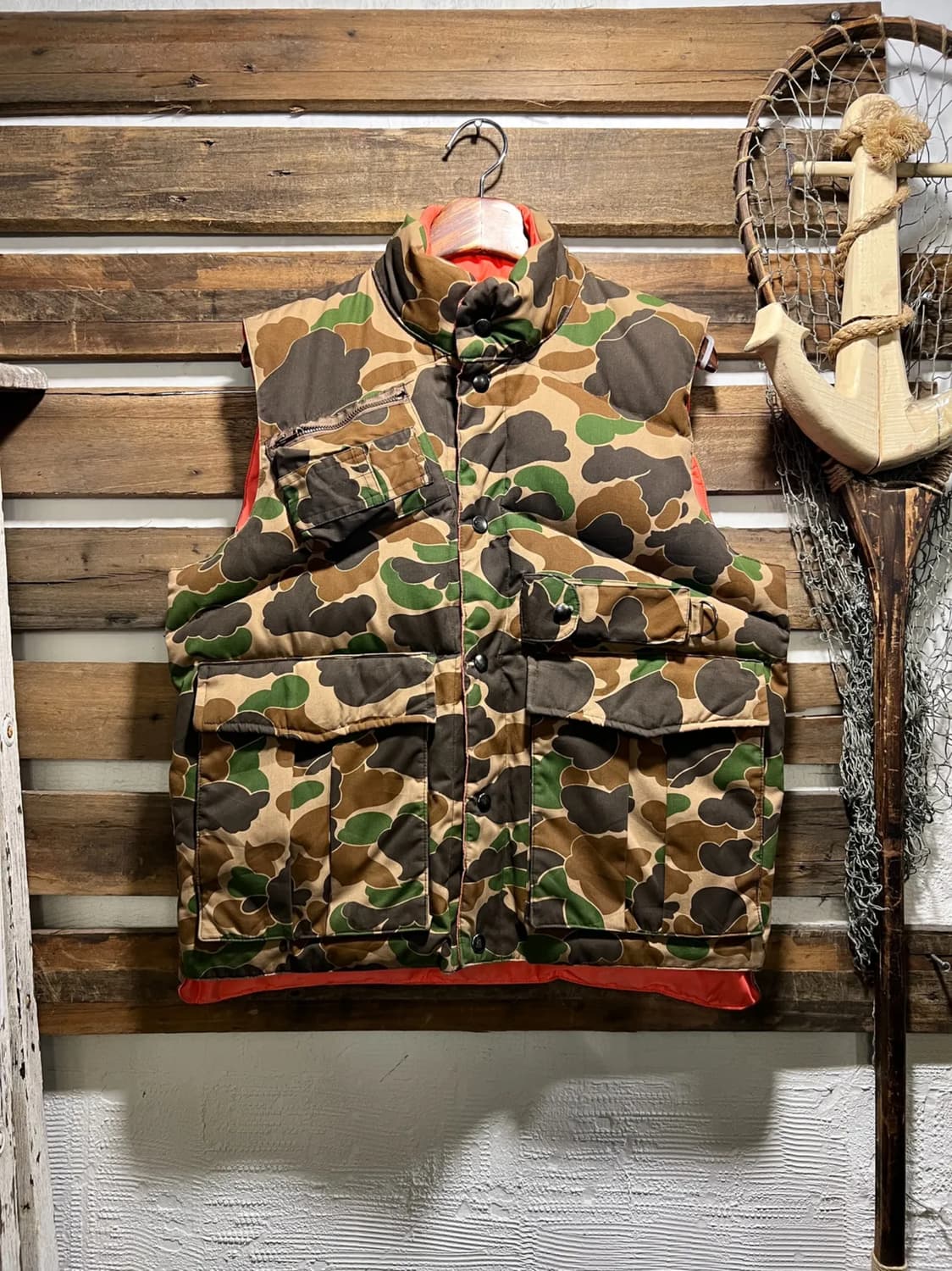 [M]90's USA 빈티지 덕카모 리버시블 구스다운 헌팅 베스트 상품이미지1