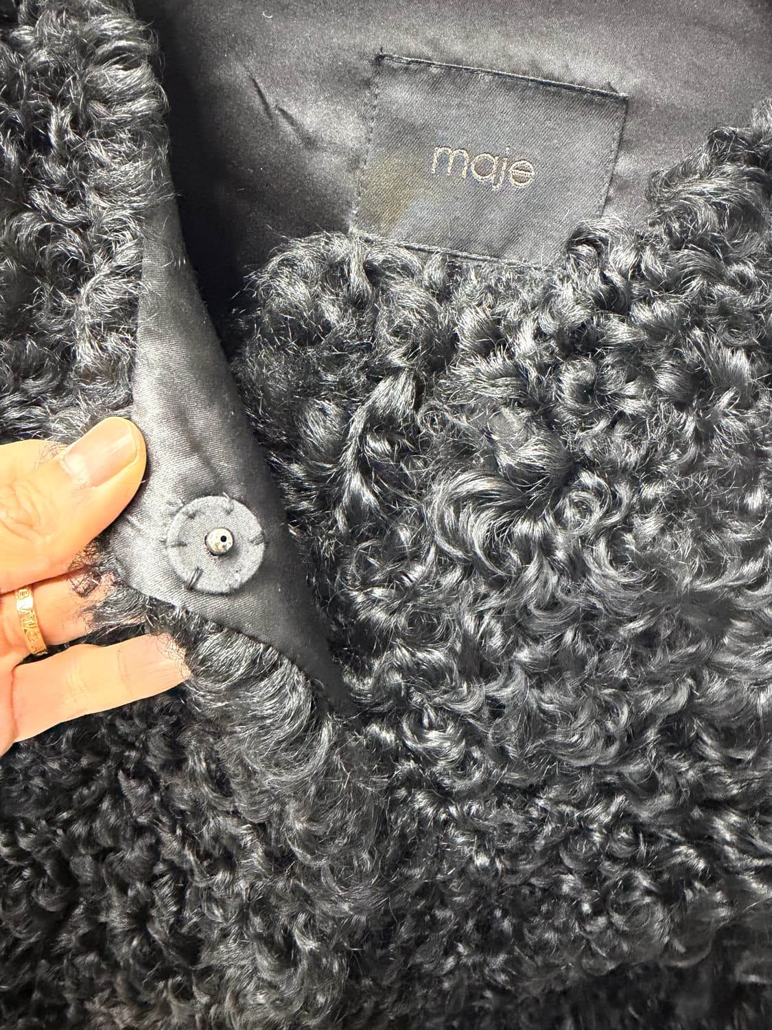 정품) maje 마쥬 블랙 리얼양털 자켓 1 상품이미지4