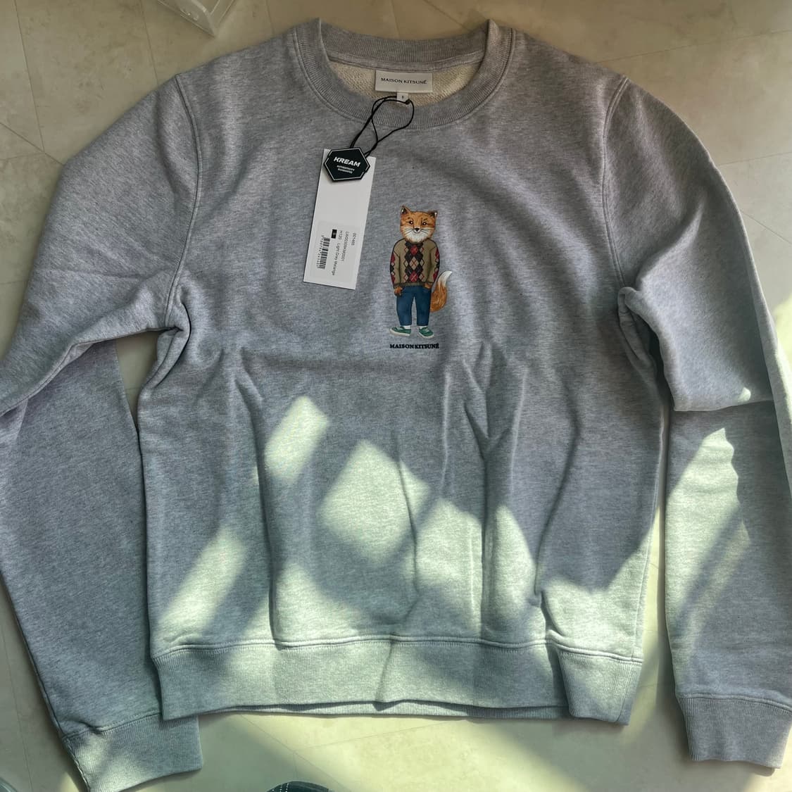 새상품(S)메종키츠네 x 바버 로고 맨투맨 그레이 상품이미지2