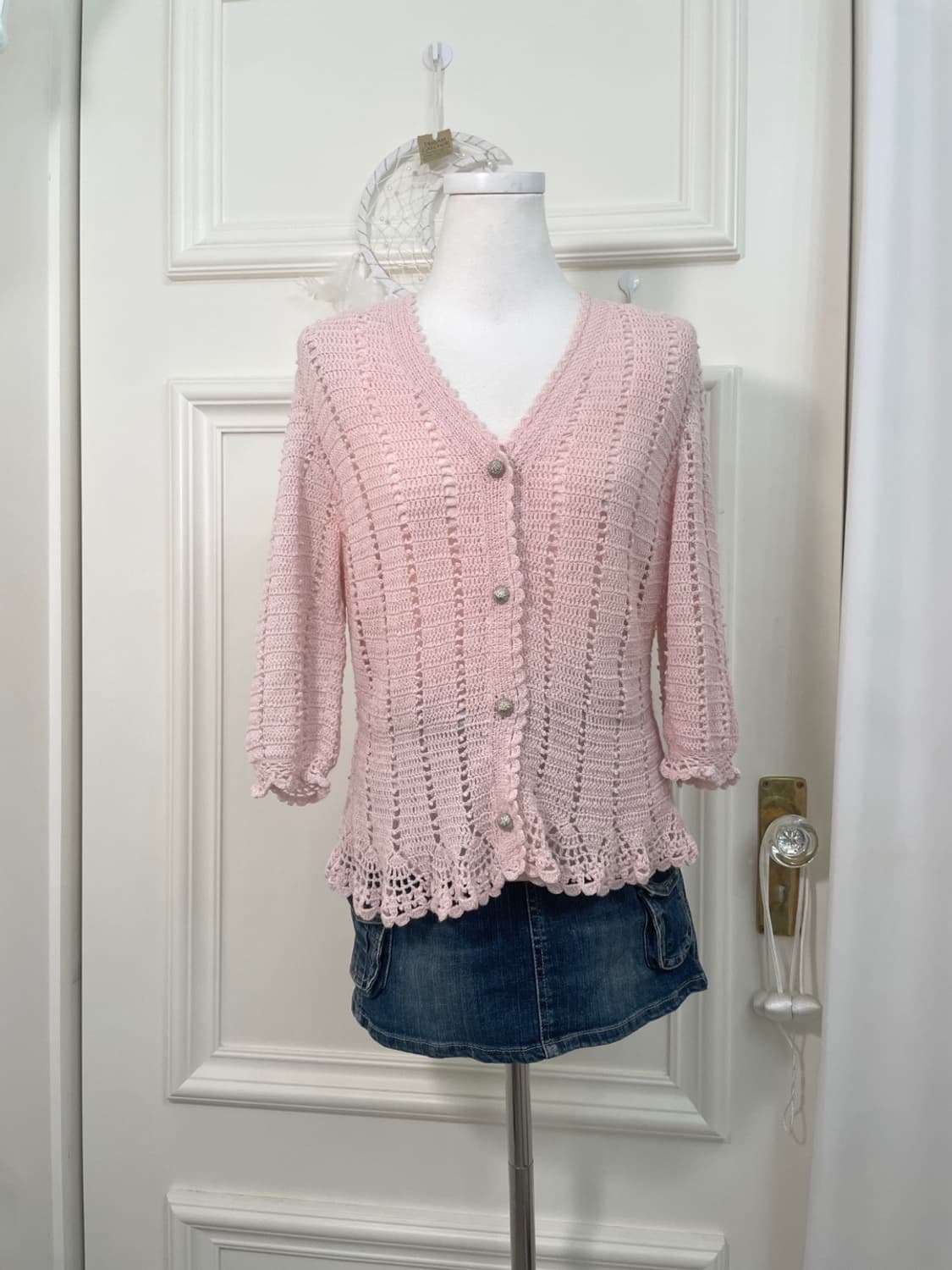pink crochet spring cardigan&basic sheer 상품이미지1