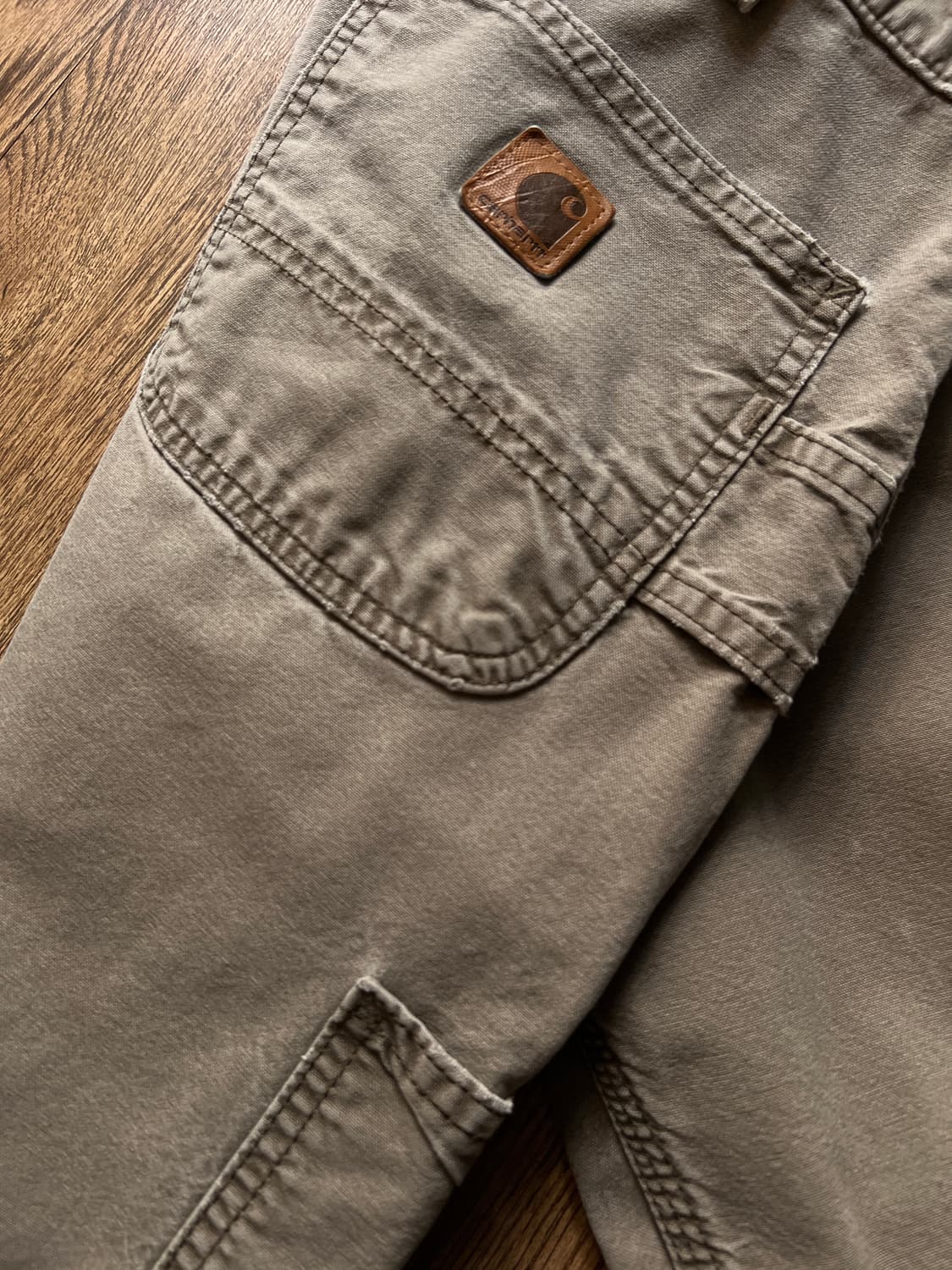 [32]칼하트 USA 빈티지 데미지 라이트브라운 싱글니 카펜터 워크 팬츠 상품이미지8