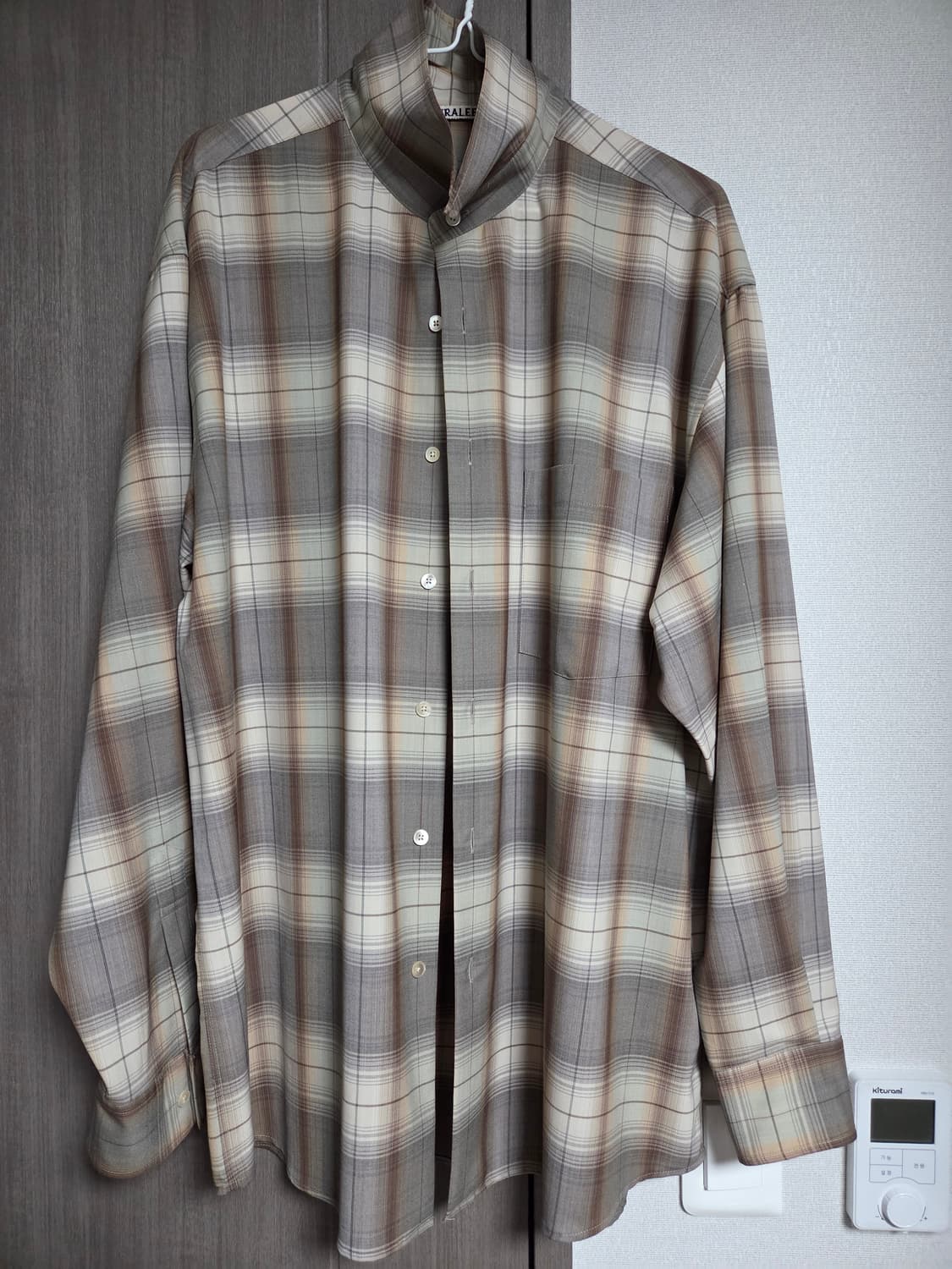 사이즈 5) 오라리 슈퍼 라이트 울 체크 셔츠 25ss 그레이 브라운 상품이미지2