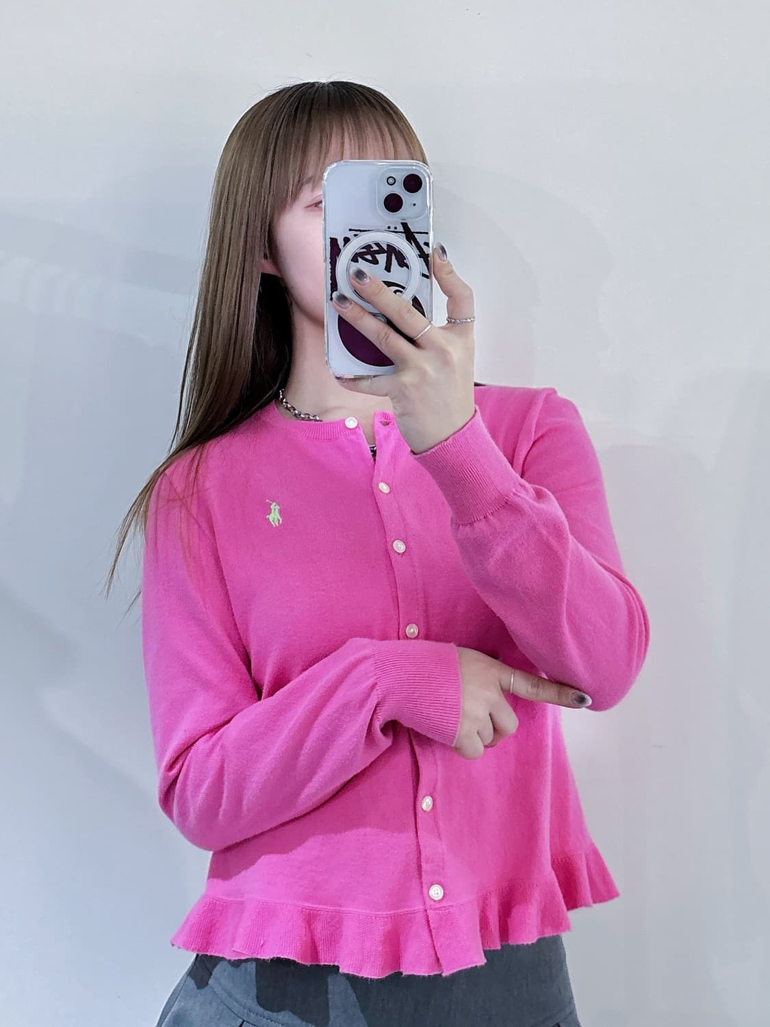 폴로랄프로렌 핑크 포니 프릴 가디건 상품이미지2