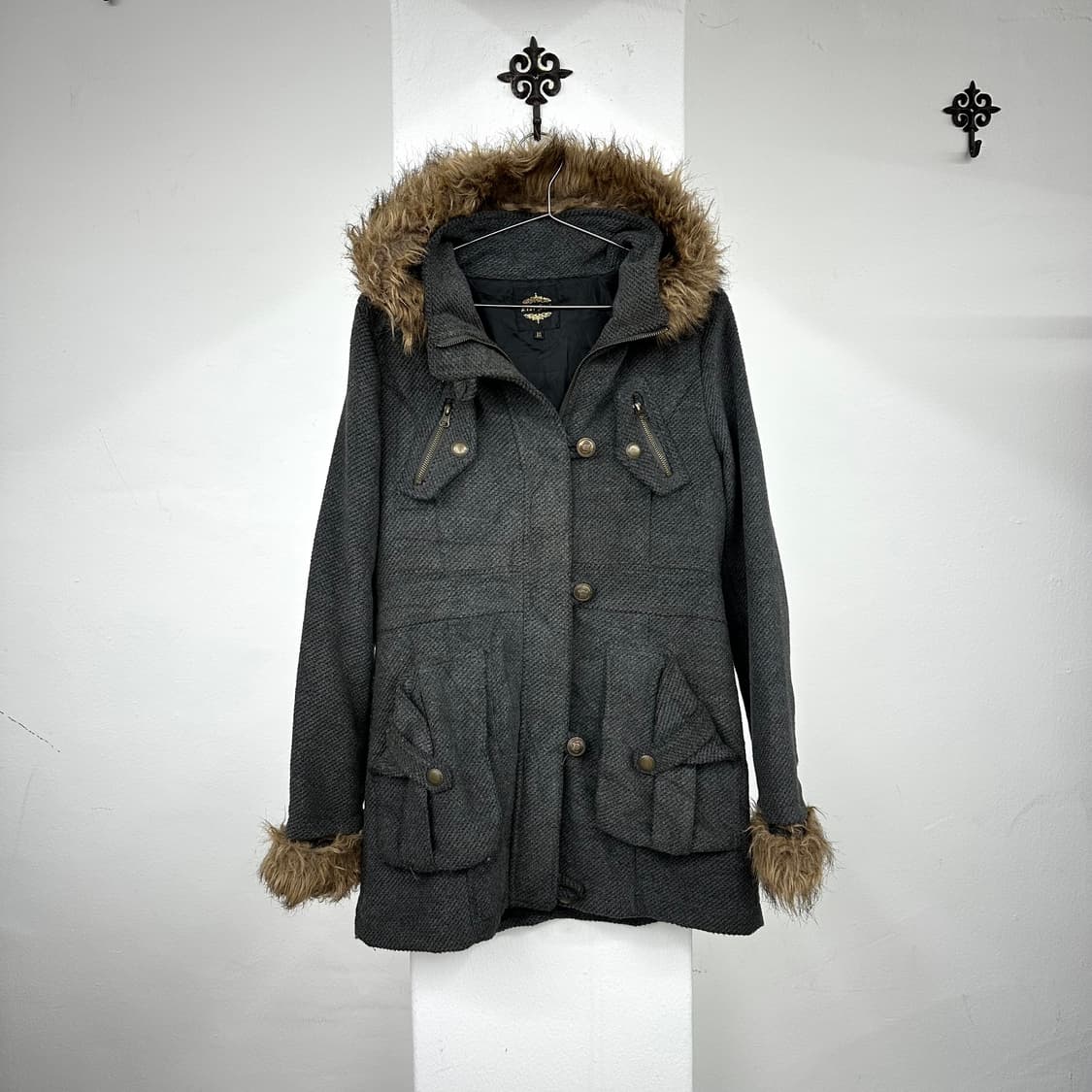 Grey fur parka jacket  상품이미지2