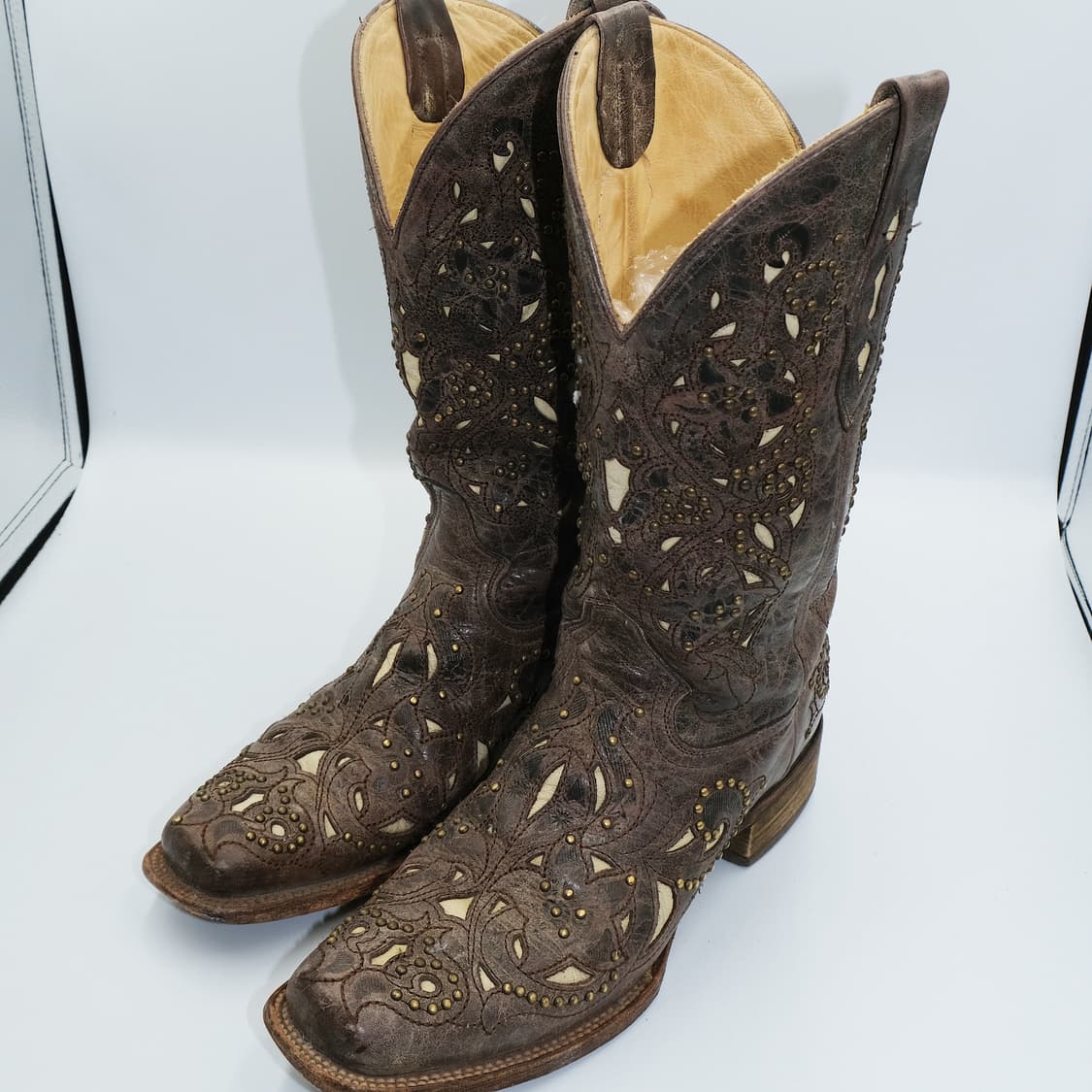 빈티지 코랄 웨스턴 스터드 레더 부츠 9M(260)사이즈 BT26005 상품이미지4