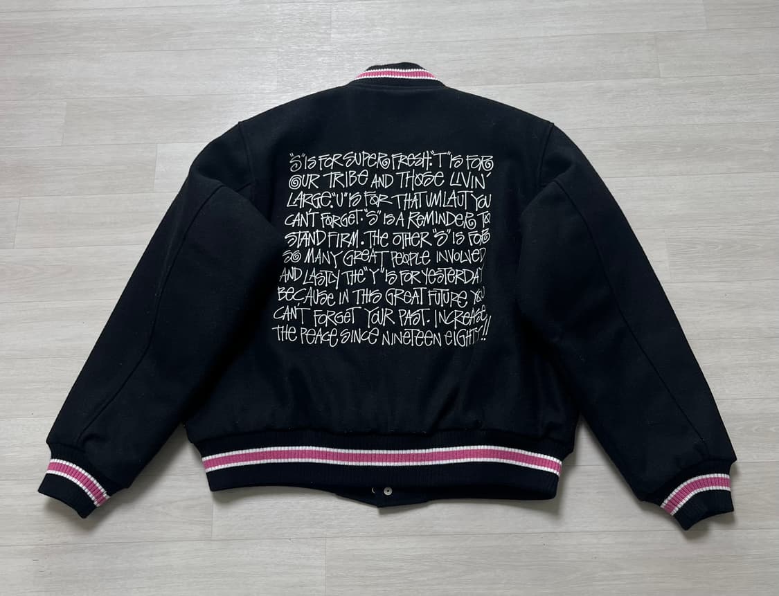 스투시 S 토크 멜튼 바시티 자켓 블랙 M 상품이미지2