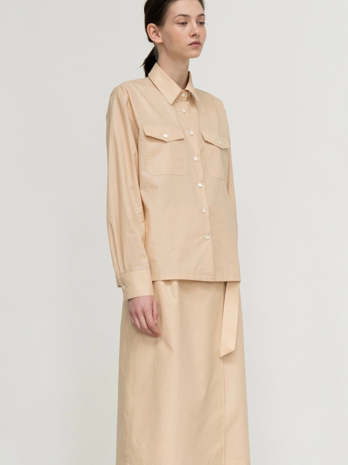 르 코팅 포켓셔츠 살구 오렌지 상품이미지3