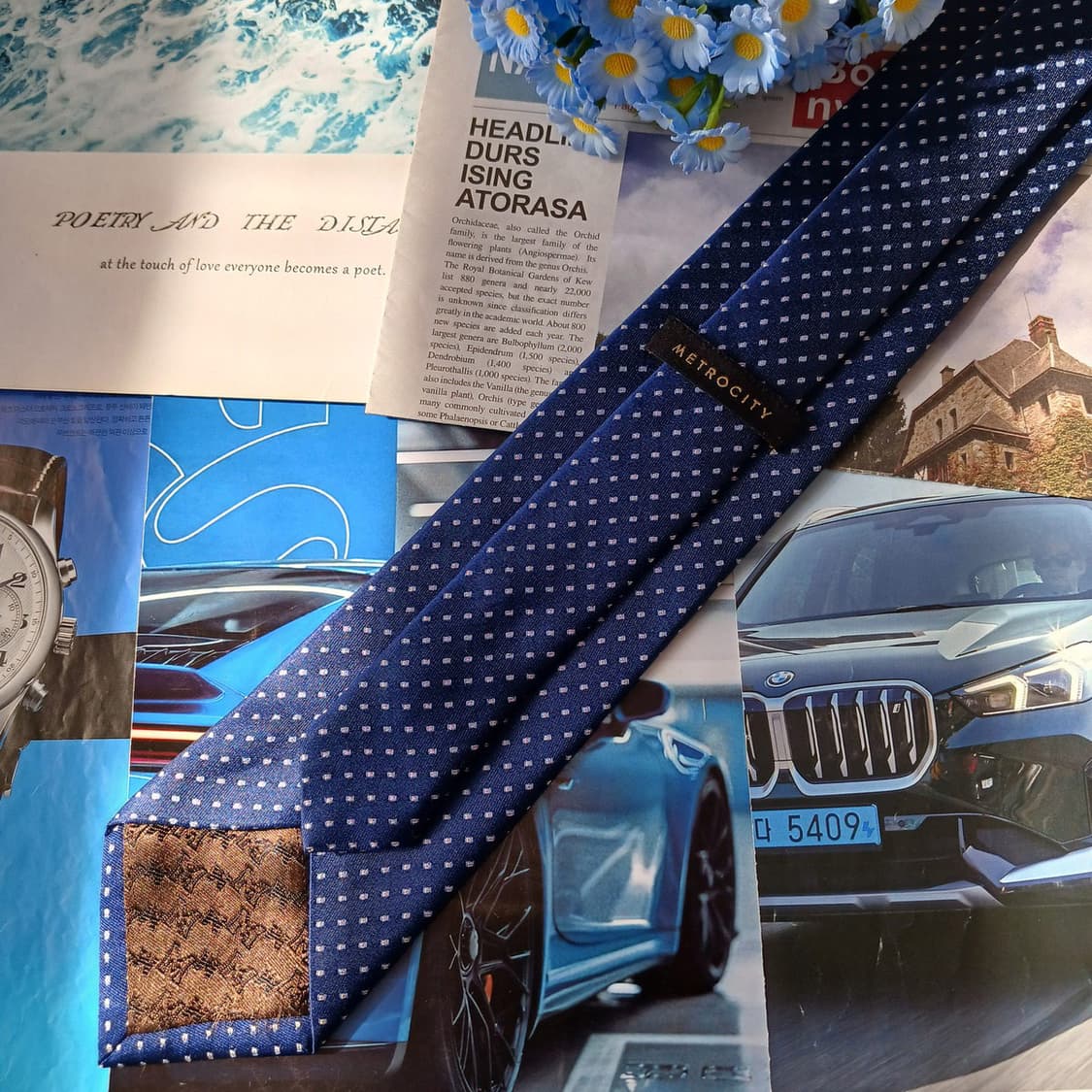 메트로시티 실크 네이비 도트 패턴 넥타이 8.3cm A등급 A19890
 상품이미지3