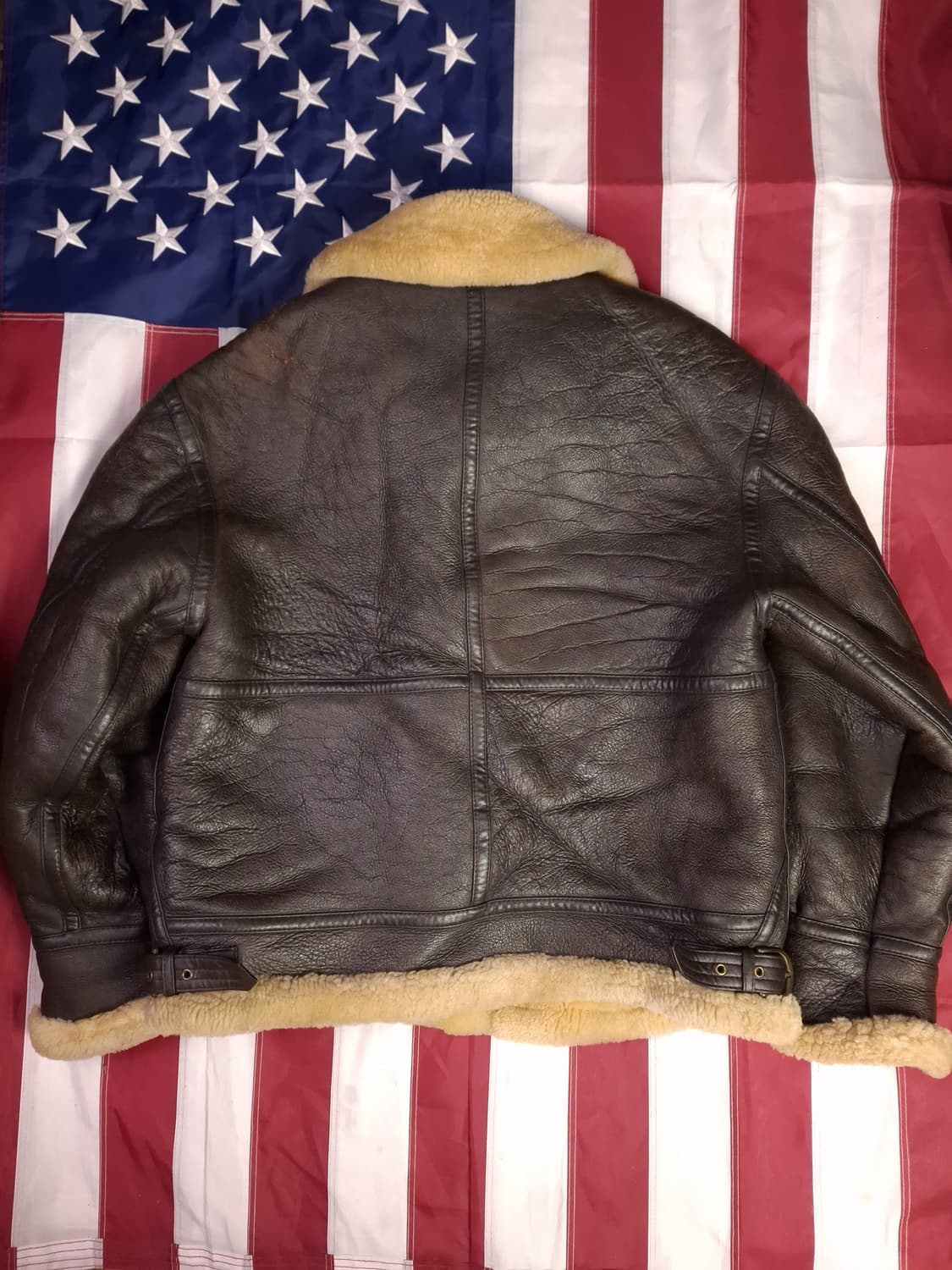 90's 국내산 미공군 B-3 TYPE 리얼레더 항공폭격기 무스탕 상품이미지10