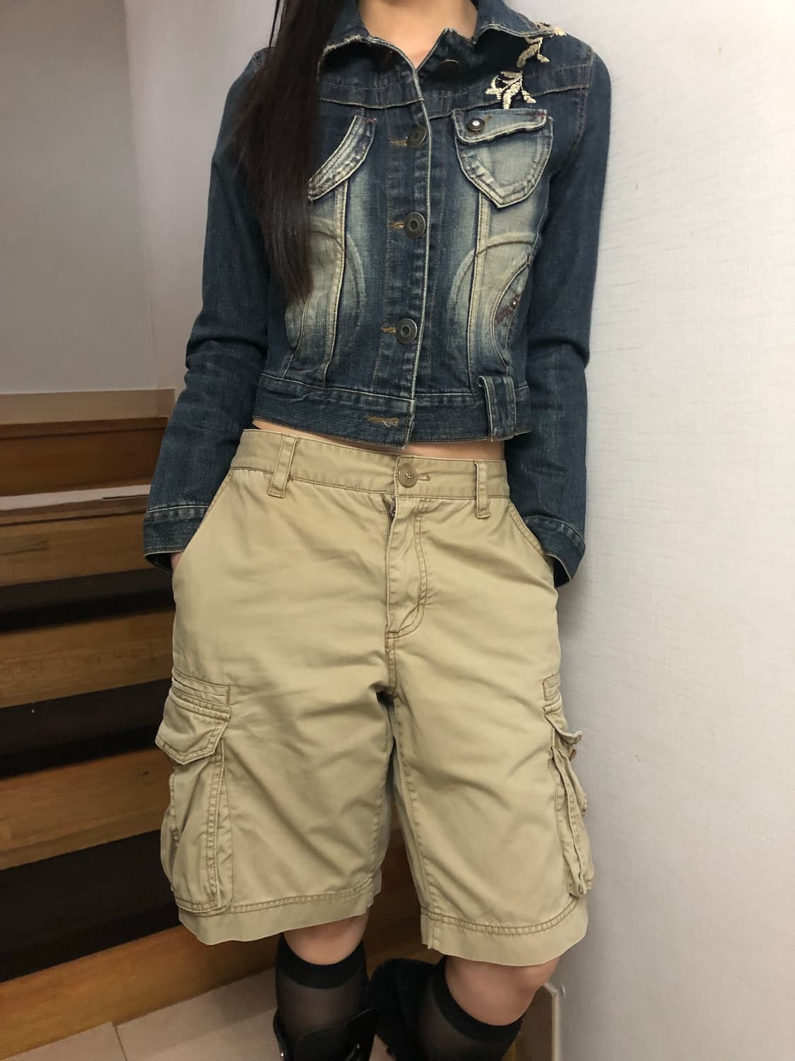 빈티지 베이지 카고 버뮤다 팬츠 상품이미지8