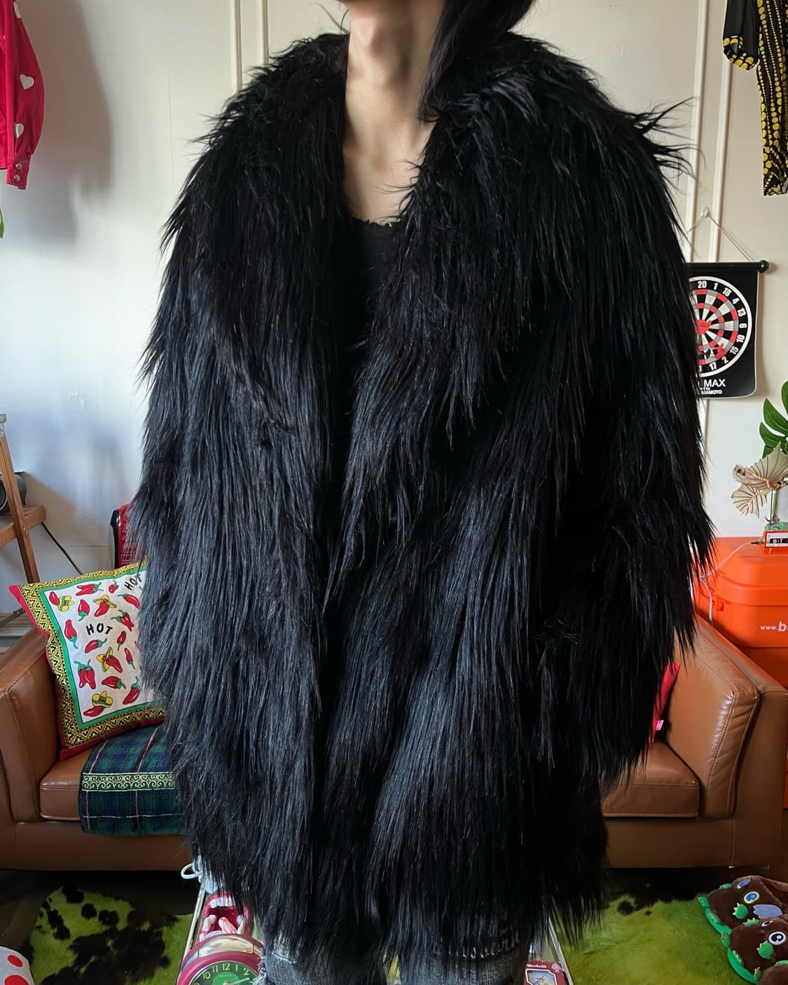 Jpn Vintage Long Shaggy Fur Black Coat 상품이미지2