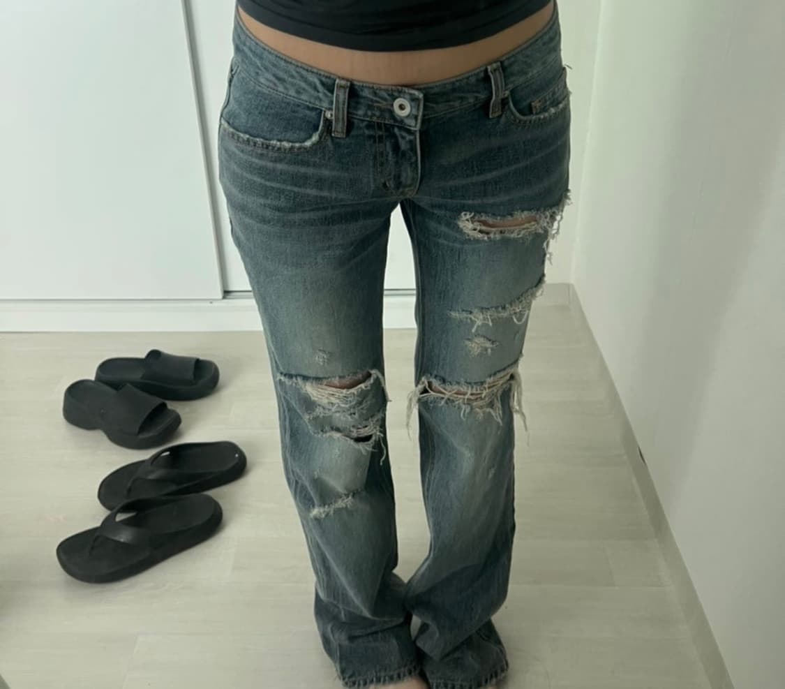 데미지 로우라이즈 데님 상품이미지2