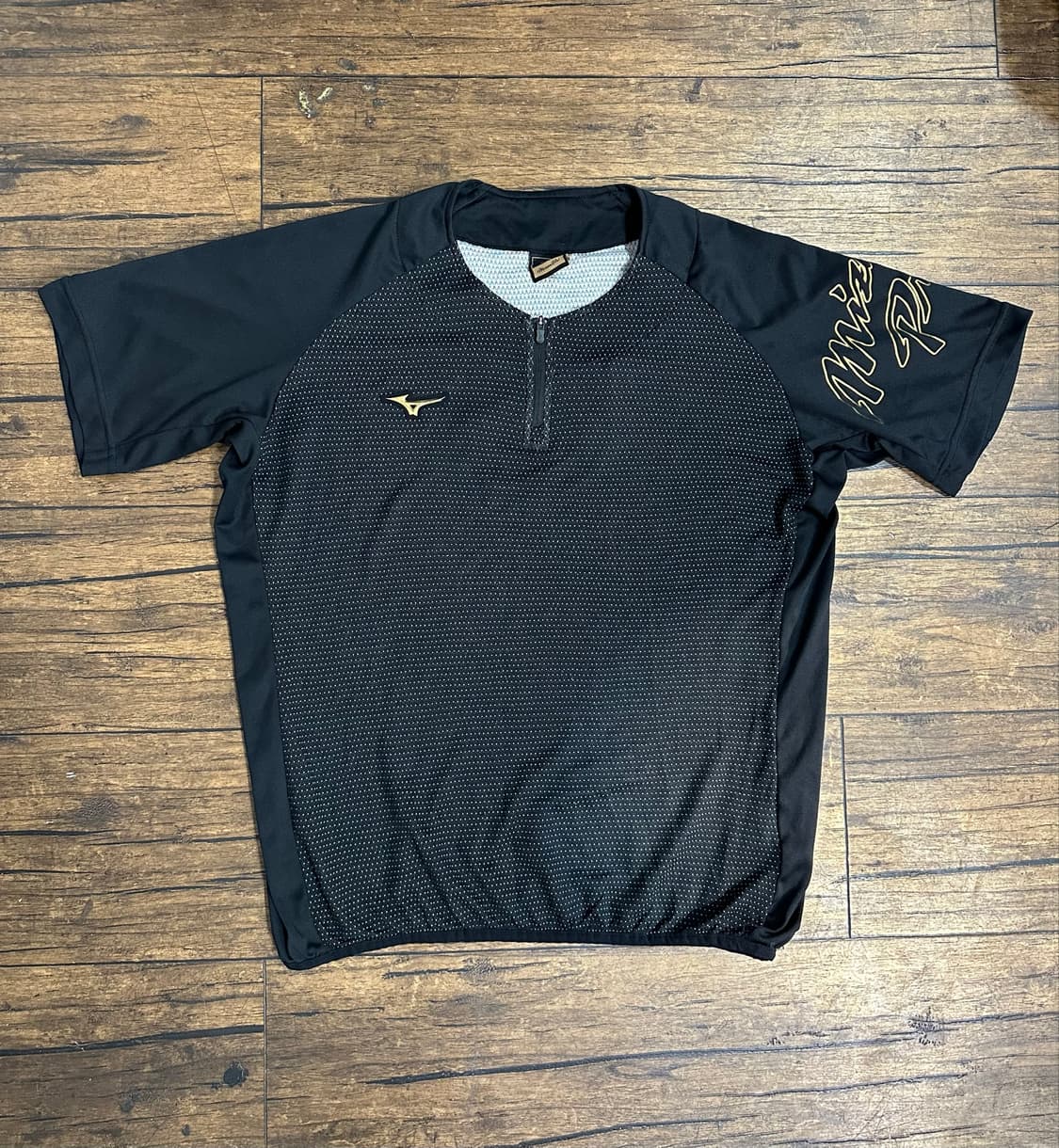 미즈노 프로 Mizuno Pro 반집업 기능성 웜업 반팔 블랙 M 일본판 상품이미지1