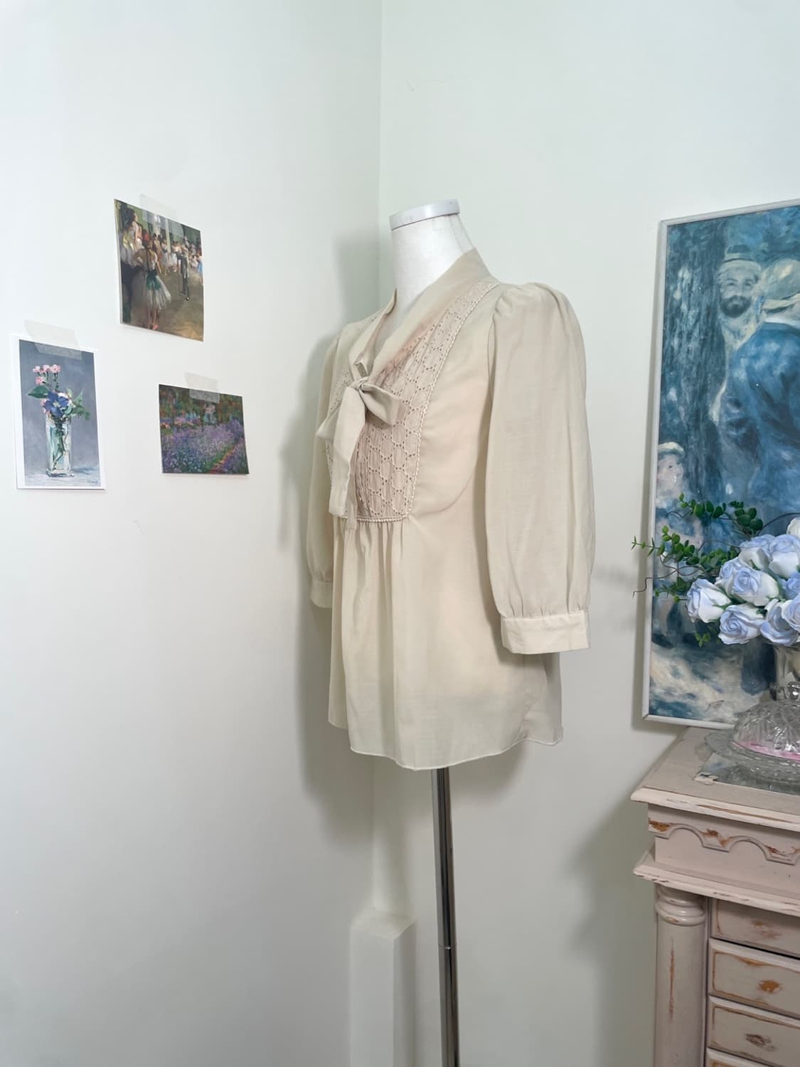 butter lace trim bow point mori blouse 상품이미지2