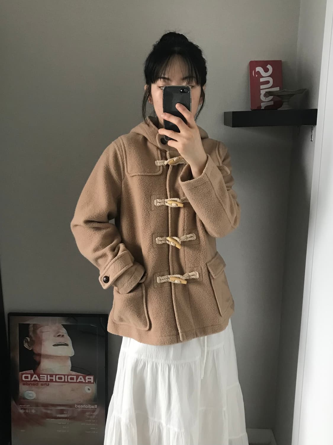 일본 JPN 빈티지 베이지 후드 떡볶이 숏코트  상품이미지2