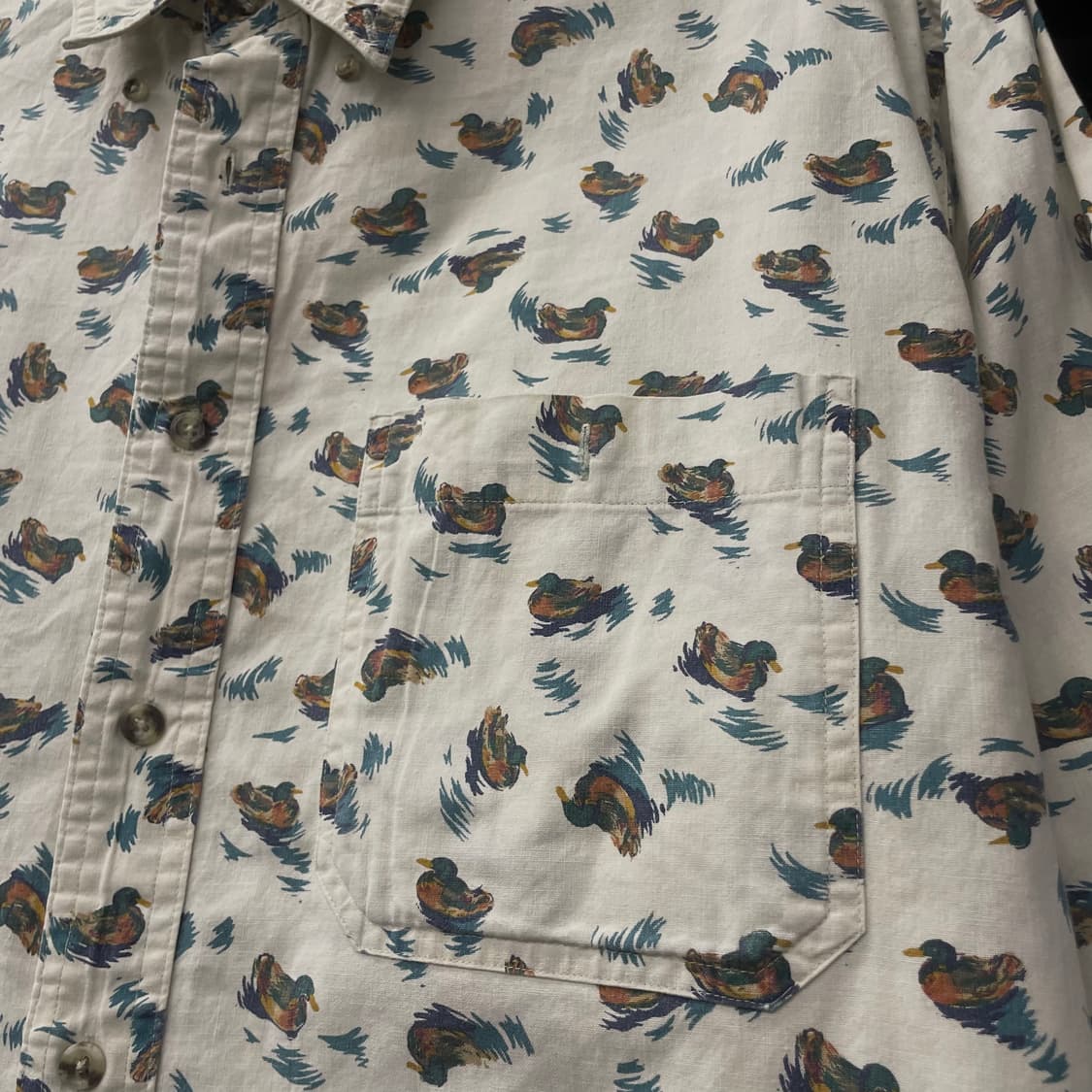 90s 랭글러 러기드 웨어 청둥오리 애니멀 패턴 포켓 셔츠 N297 상품이미지5