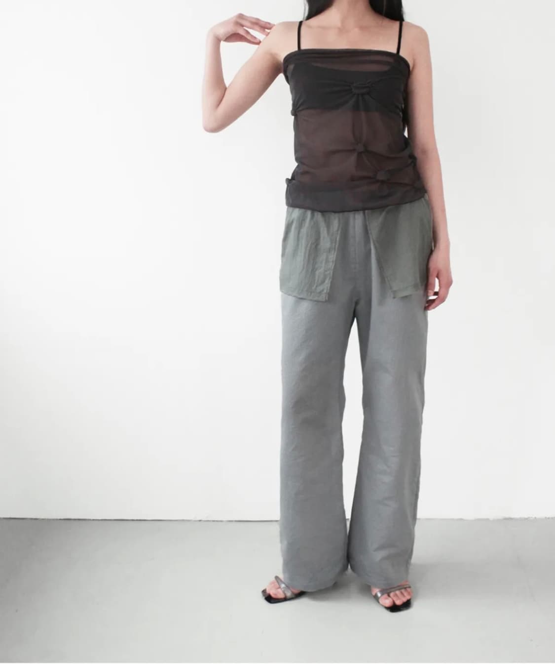 Overlay Stripe Pants - Gray mix 상품이미지1