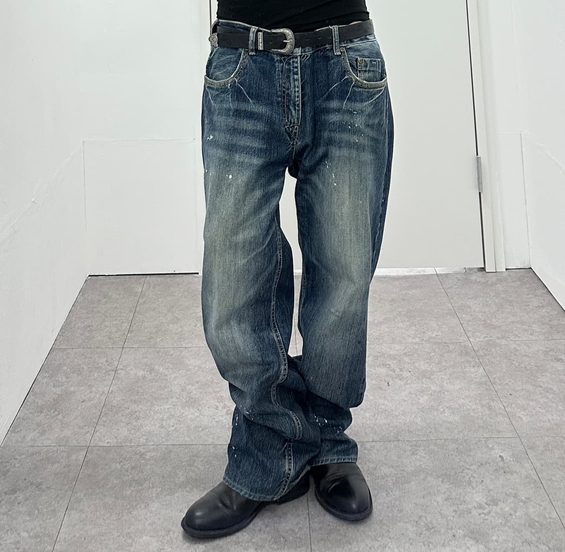 Kelen Paint-Splatter Flared Denim with L 상품이미지3