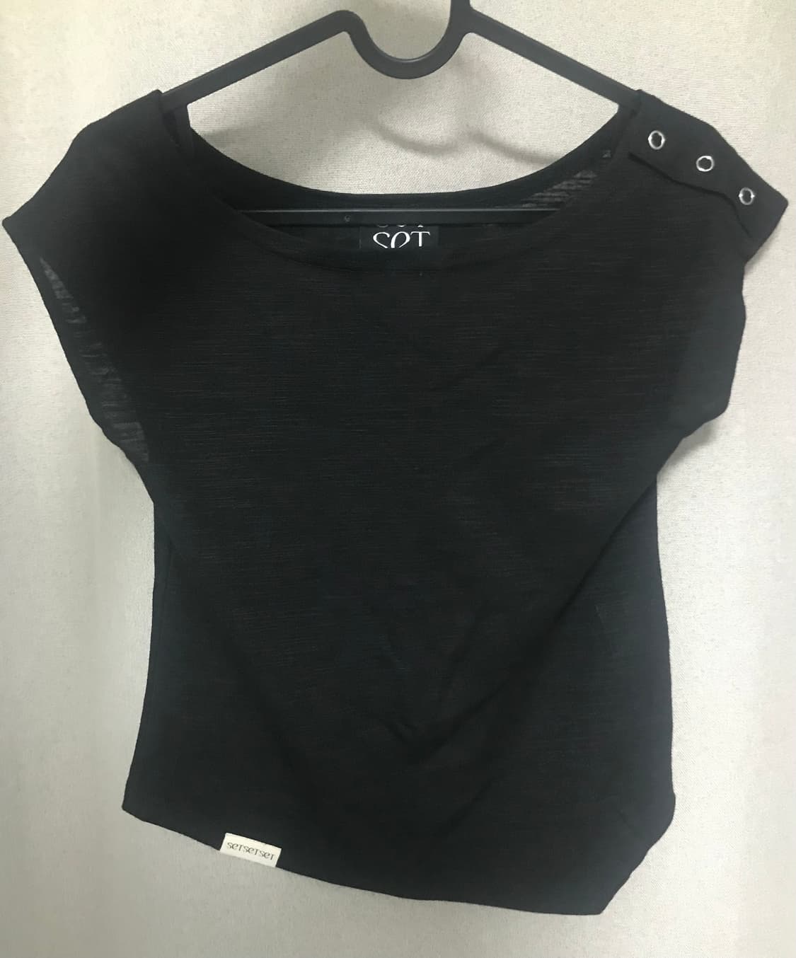 쎄쎄쎄 setsetset 언발 스냅 티셔츠 블랙 상품이미지3